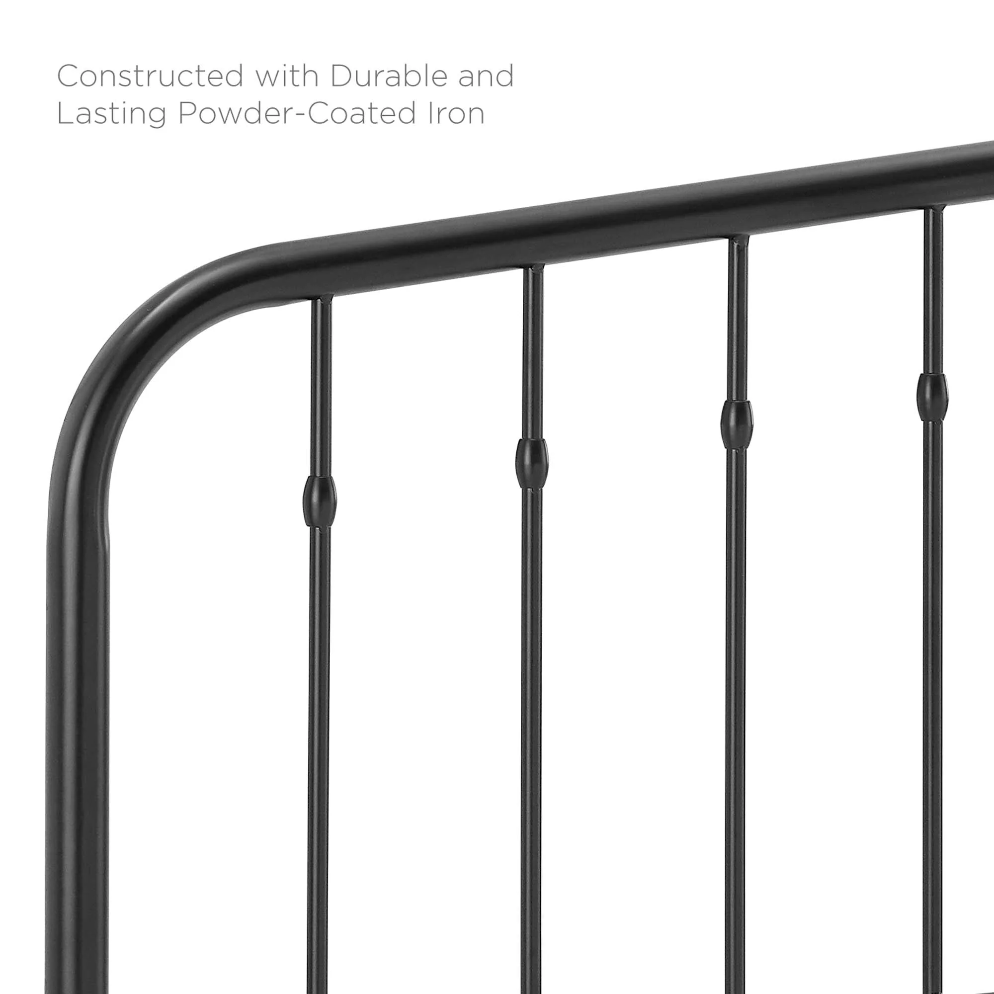Metal Headboard with Arched Spindle Design - Image 2