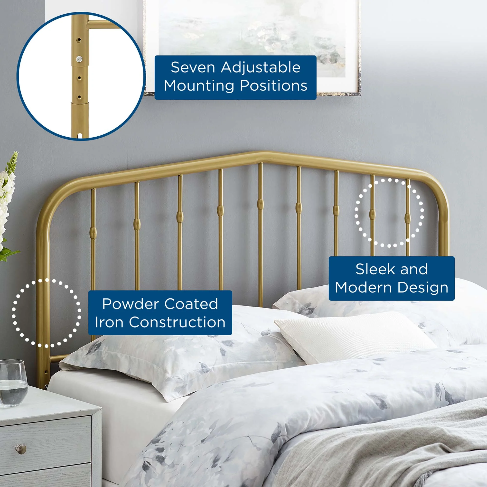 Metal Headboard with Arched Spindle Design - Image 28
