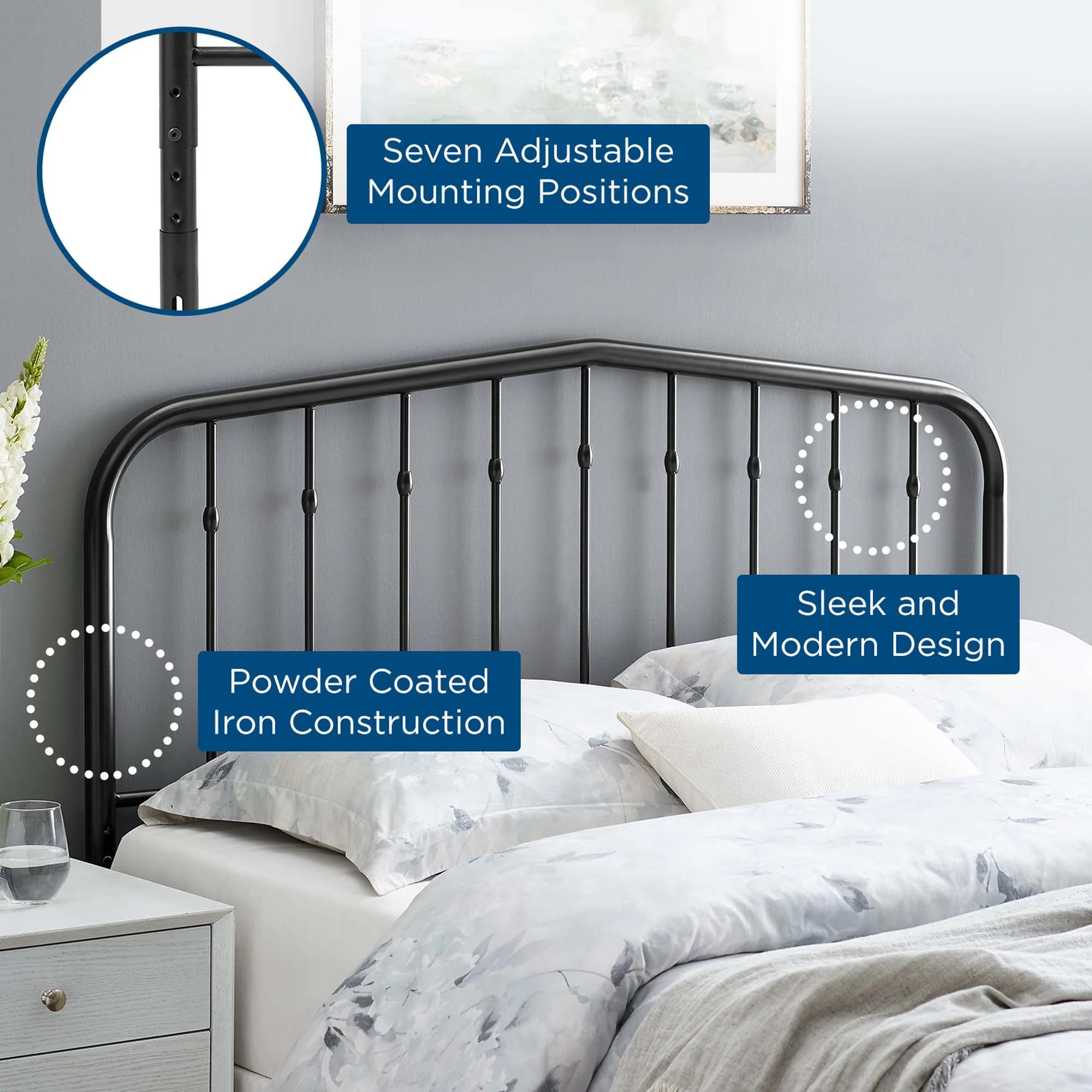 Metal Headboard with Arched Spindle Design - Image 43