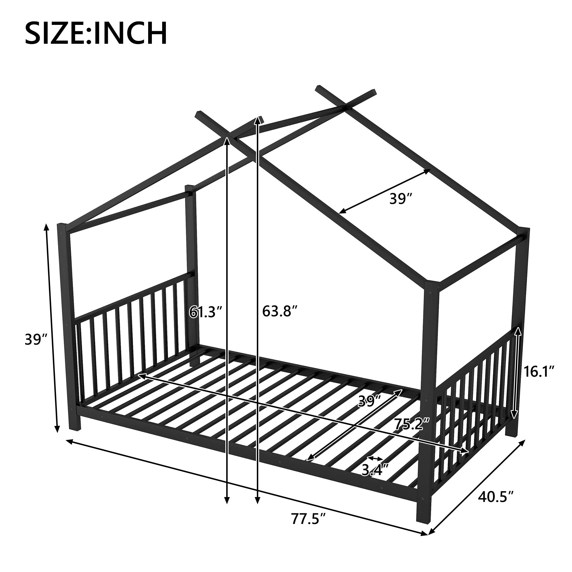 Metal House Platform Bed With Modern Design And Durable Frame - Image 24