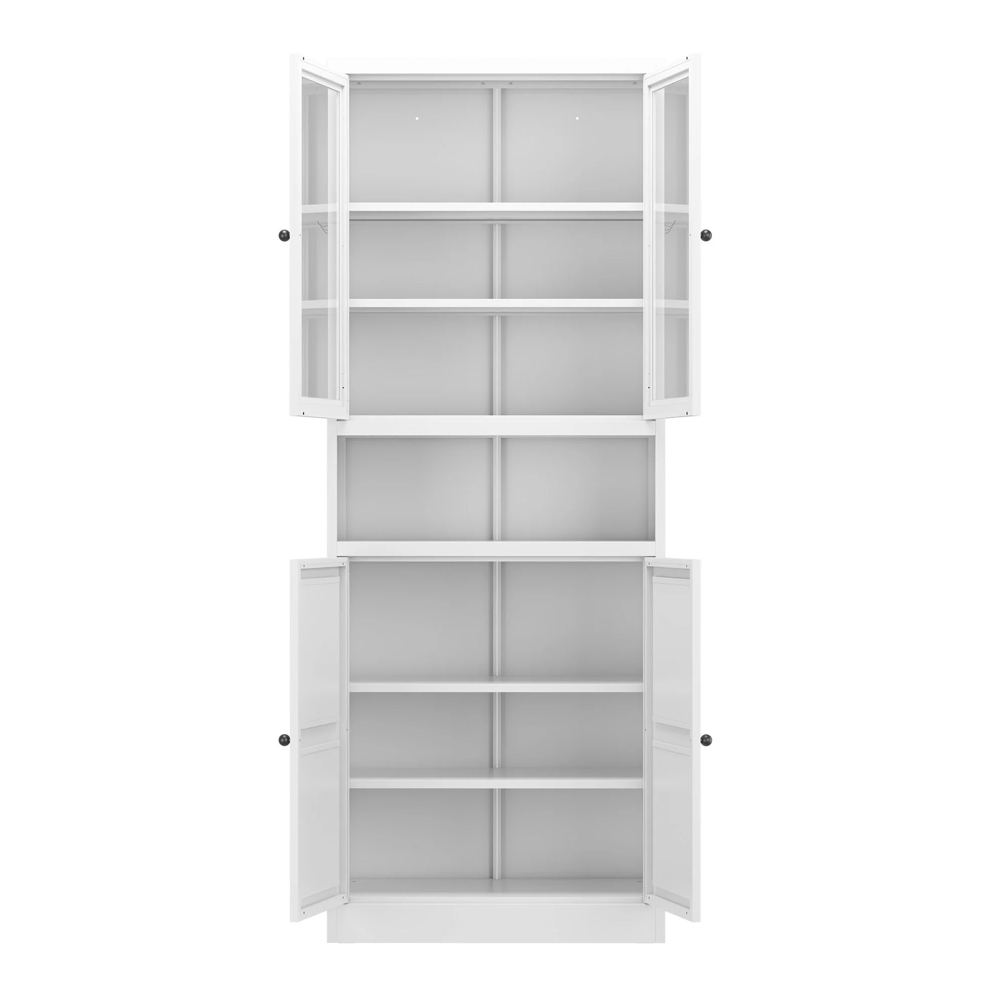 Metal Kitchen Pantry Cabinet Tall Storage With Adjustable Shelves, Heavy Duty Stainless Steel Frame - White - Image 9