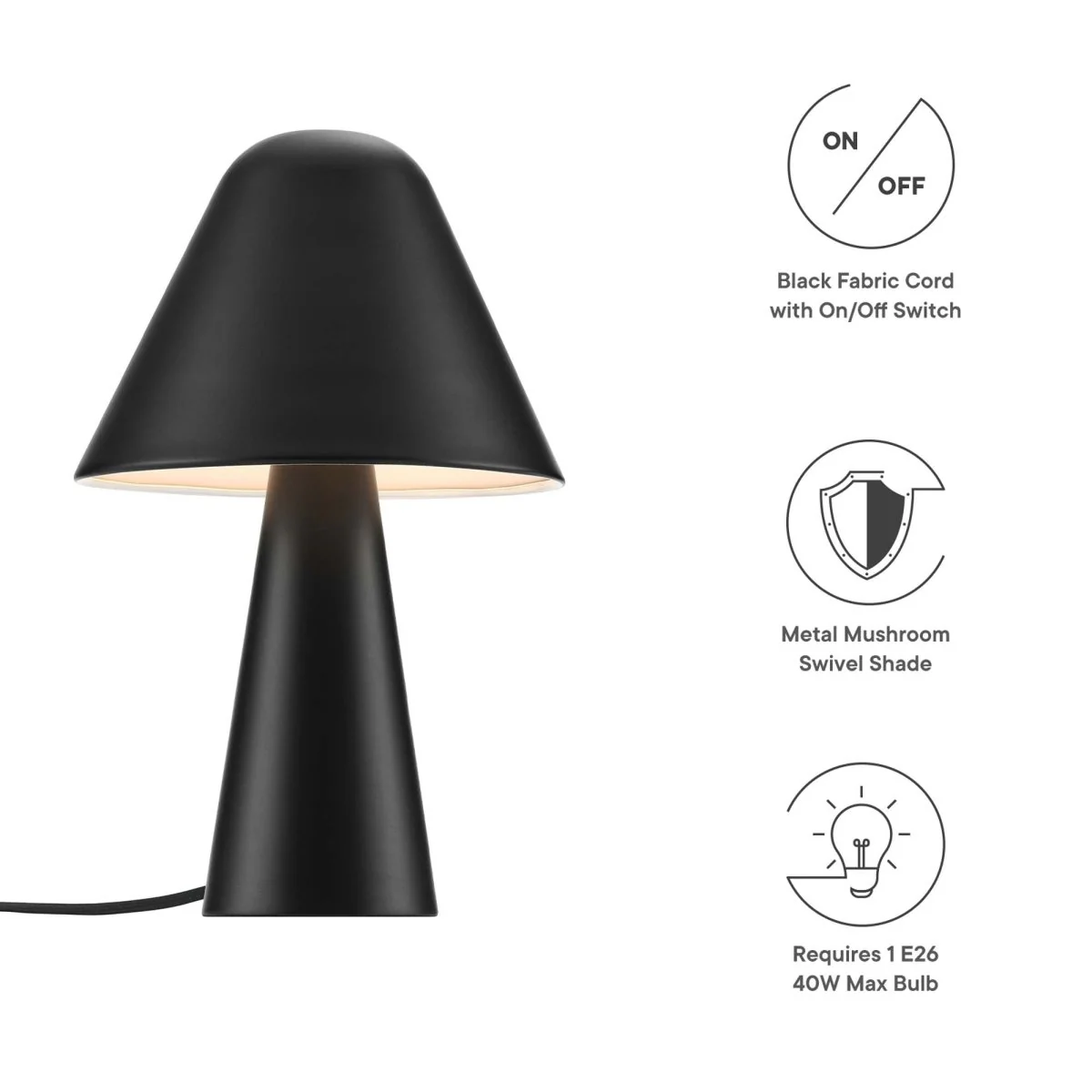Metal Mushroom Table Lamp with Swivel Shade, Adjustable Base, Retro Accent Lighting - Image 21