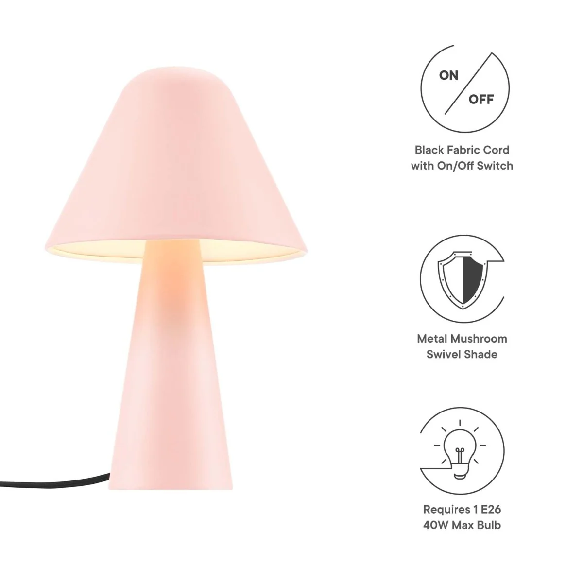 Metal Mushroom Table Lamp with Swivel Shade, Adjustable Base, Retro Accent Lighting - Image 30