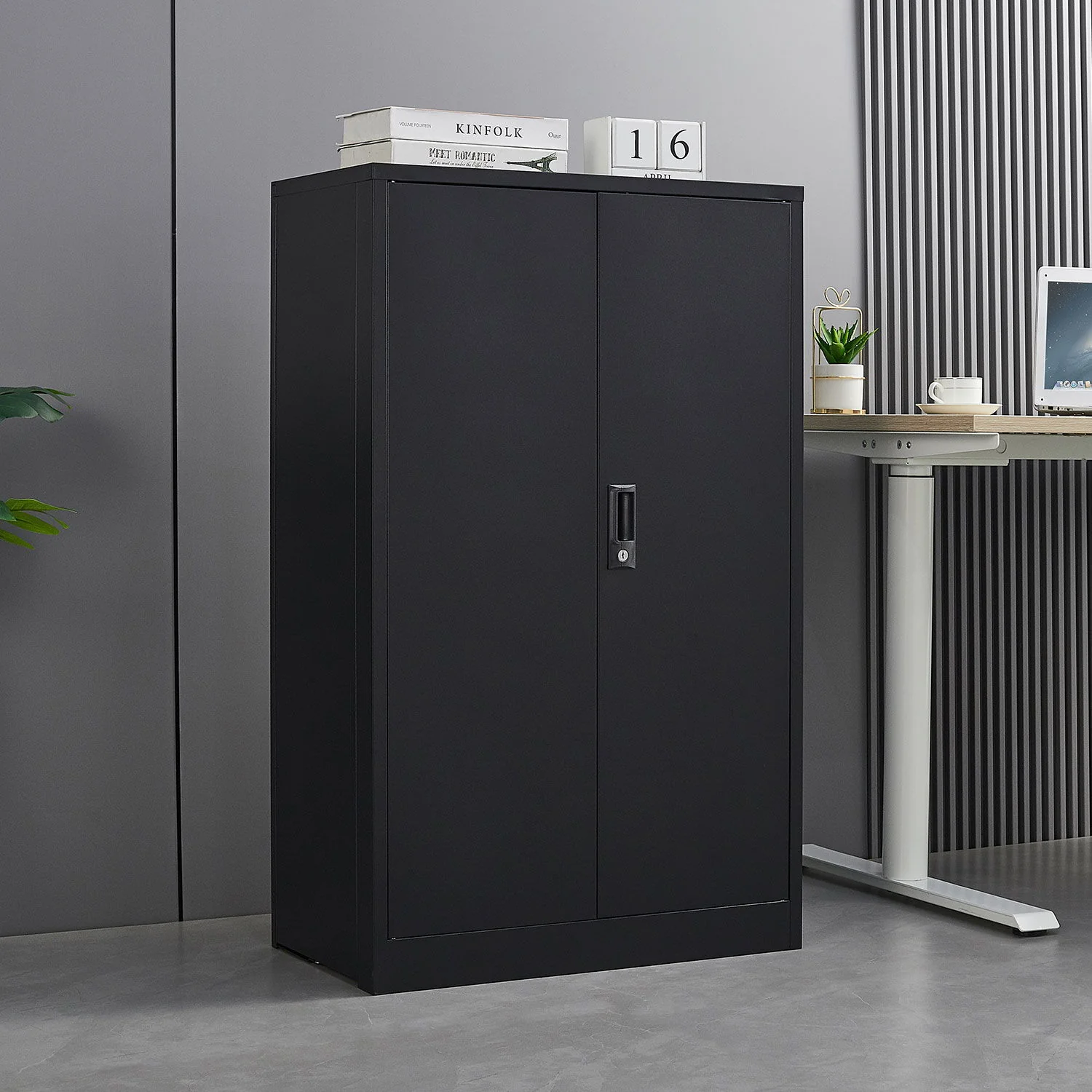 Metal Storage Cabinet With Locking Doors And Adjustable Shelf, Folding Filing Storage Cabinet, Folding Storage Locker Cabinet For Home Office, School, Garage - Image 13
