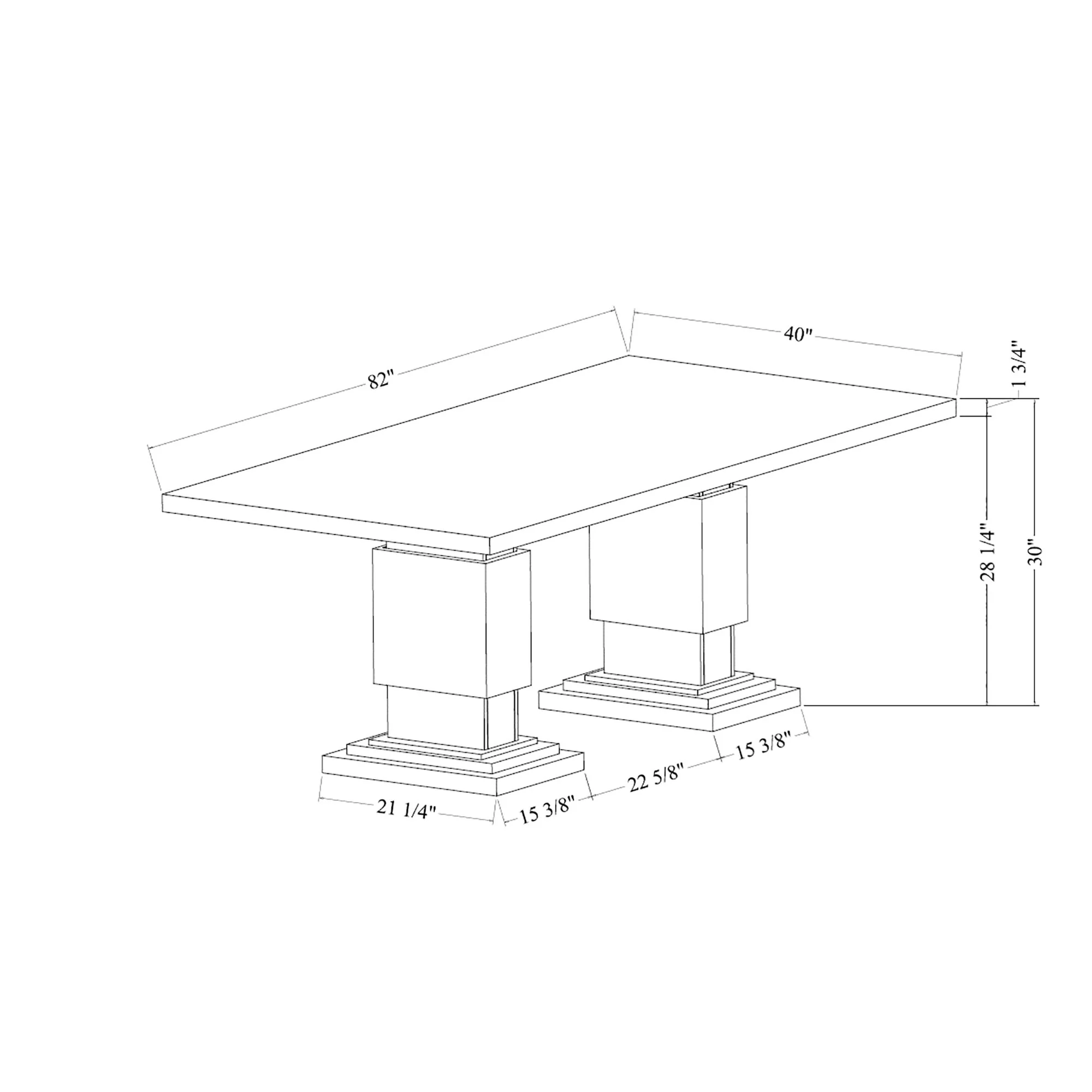 Michelle - Dining Table With Double Pedestal Marble Detailing - Gray - Image 3