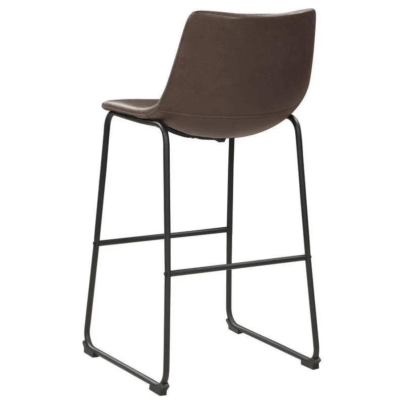 Michelle Upholstered Armless Bar Chair Pair in Two Tone Brown - Image 4