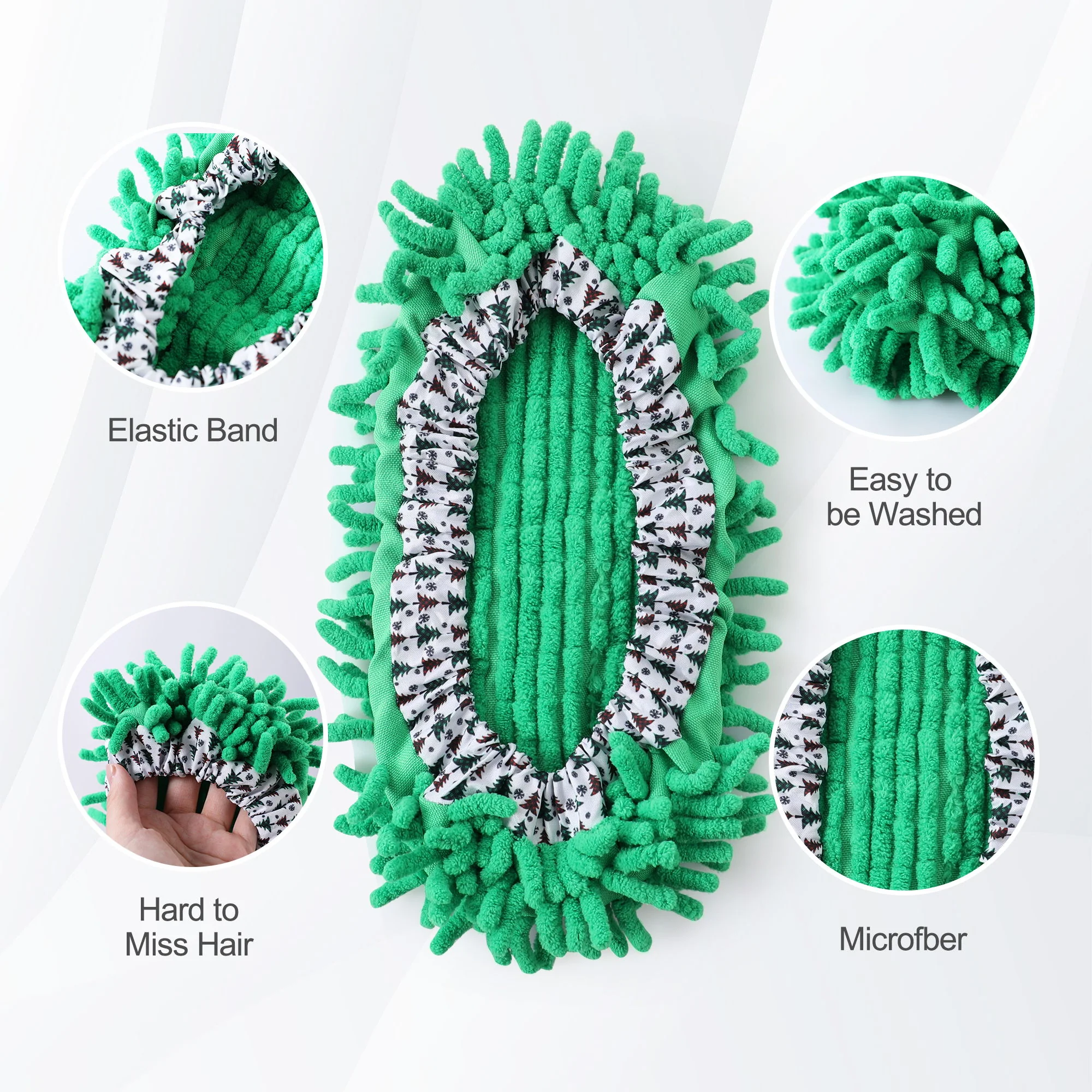 Microfiber Mop Slippers For Floor Cleaning, Machine Washable, 3 Pieces - Blue / Green / Red - Image 2