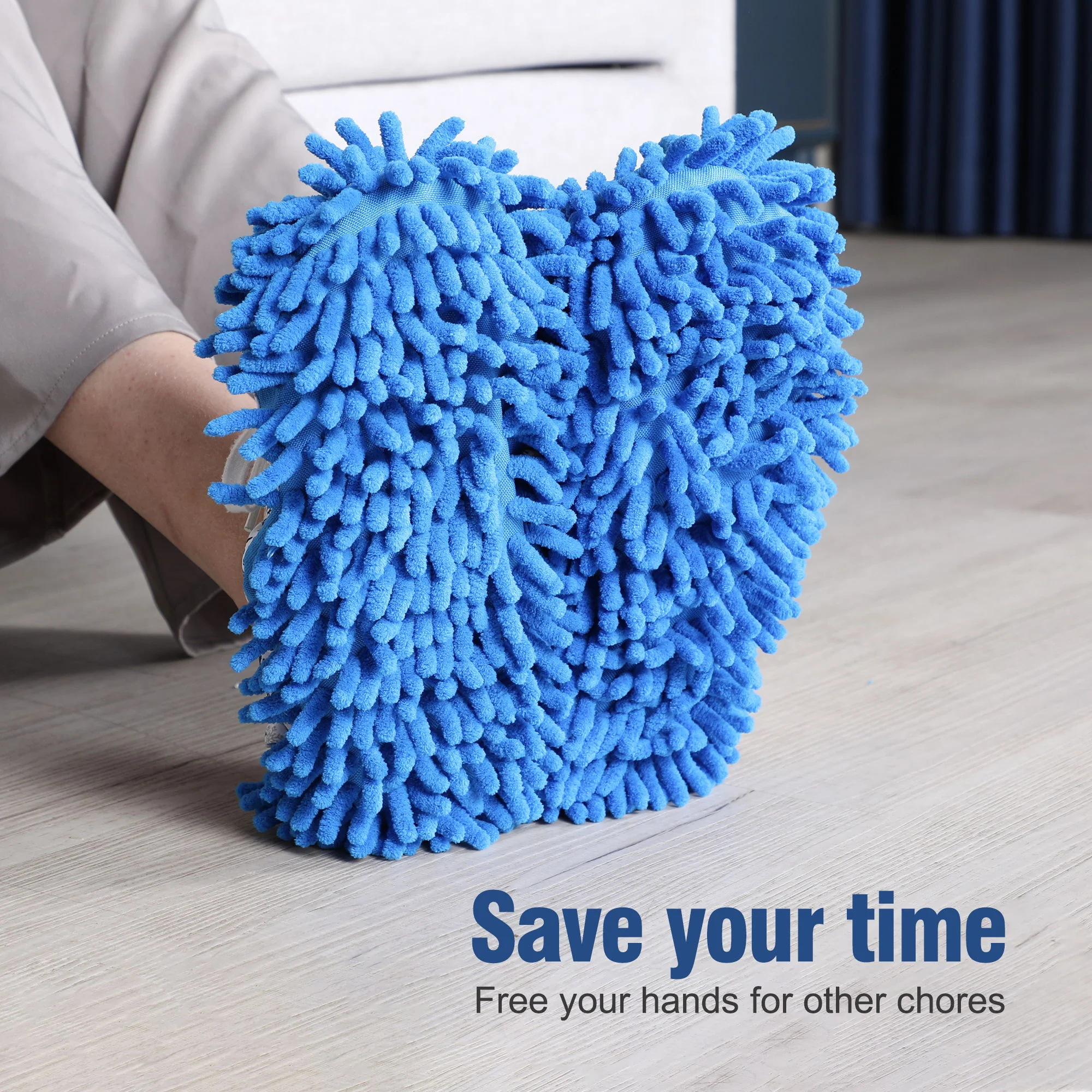 Microfiber Mop Slippers For Floor Cleaning, Machine Washable, 3 Pieces - Blue / Green / Red - Image 6