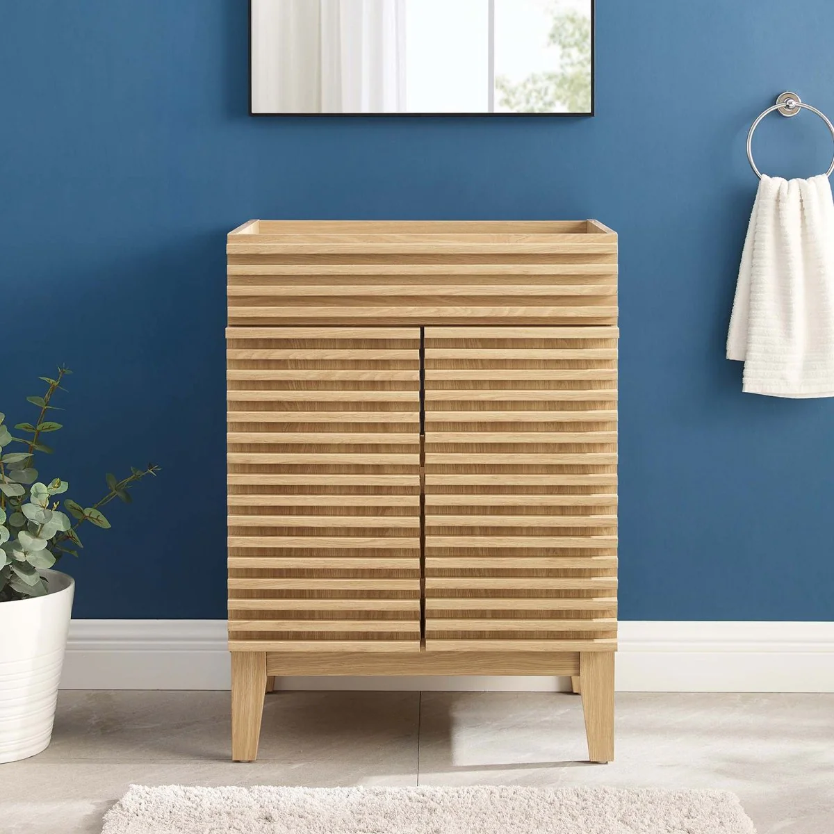 Mid-Century Bathroom Vanity Cabinet — Compact Modern Vanity Storage Cabinet - Image 22