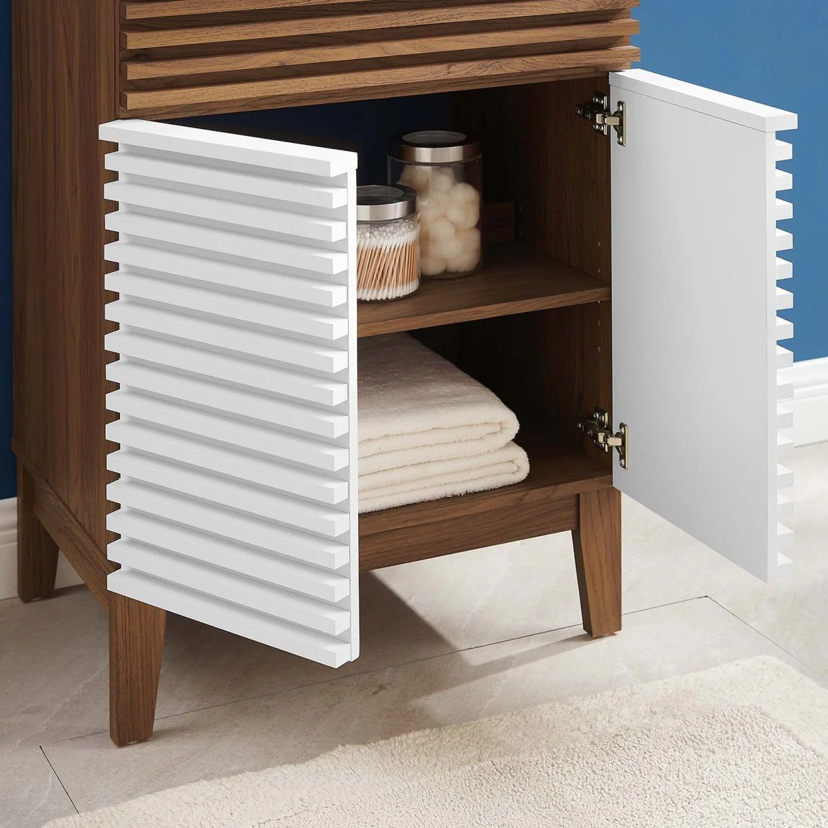 Mid-Century Bathroom Vanity Cabinet — Compact Modern Vanity Storage Cabinet - Image 41