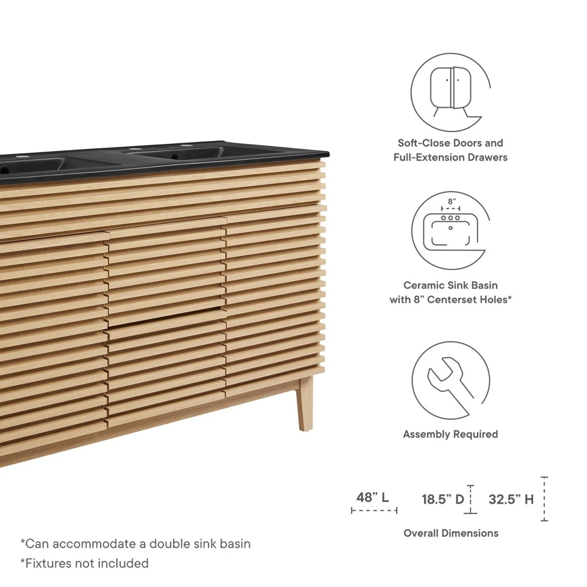 Mid-Century Bathroom Vanity Cabinet with Sink Storage and Modern Design - Image 78