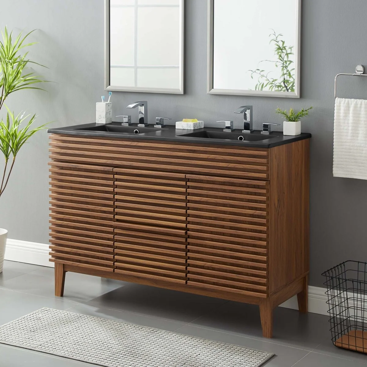 Mid-Century Bathroom Vanity Cabinet with Sink Storage and Modern Design - Image 97