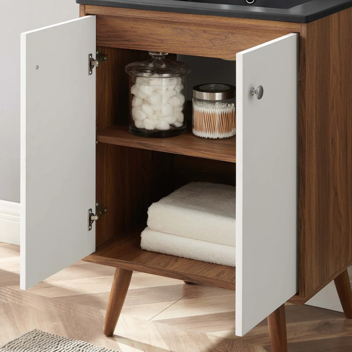Mid-Century Bathroom Vanity Collection - Walnut Modern Bathroom Vanity Cabinets Set - Image 23