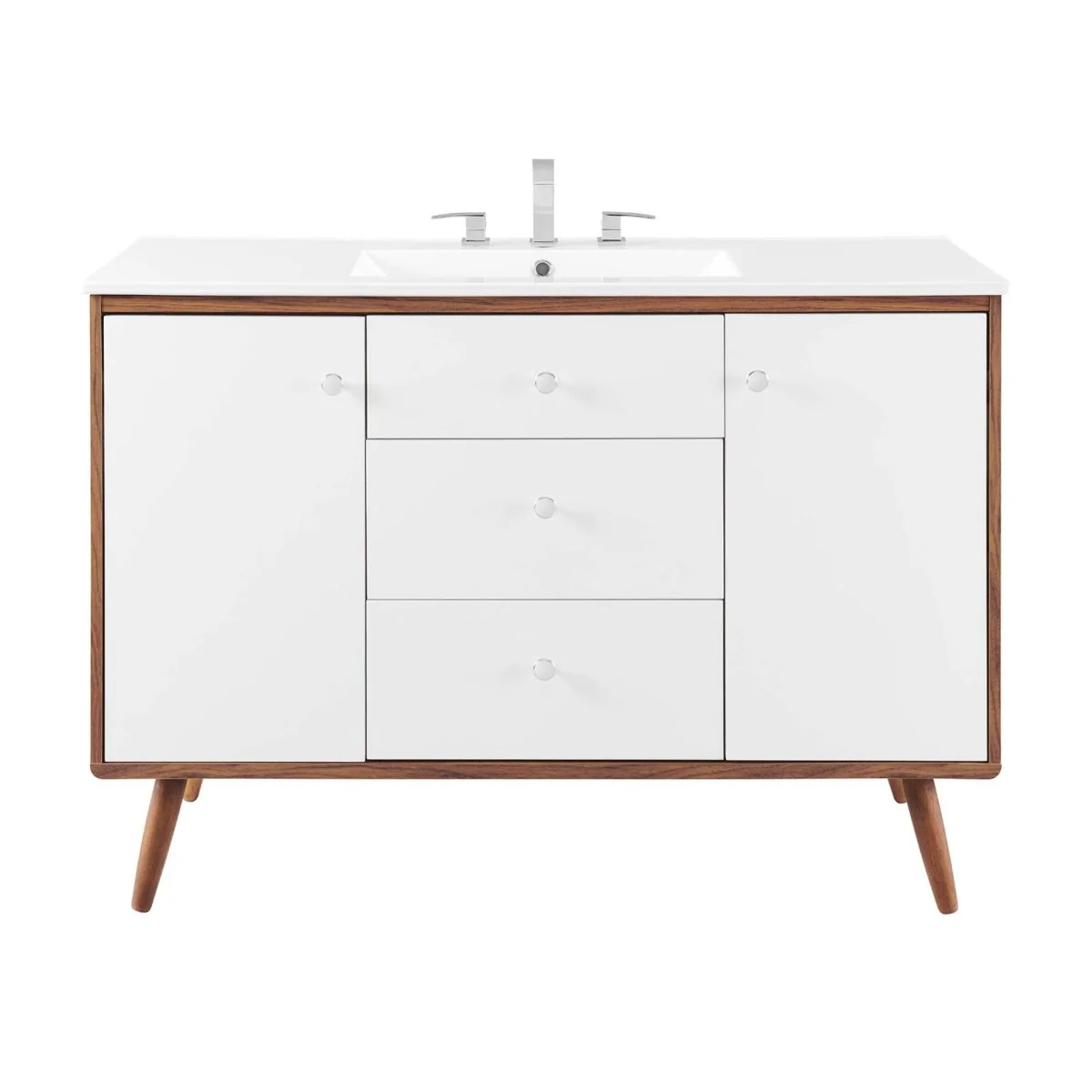 Mid-Century Bathroom Vanity Collection - Walnut Modern Bathroom Vanity Cabinets Set - Image 66