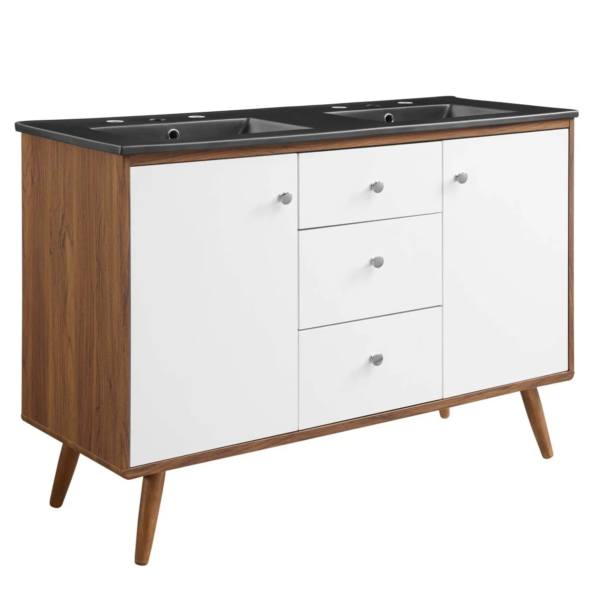 Mid-Century Bathroom Vanity Collection - Walnut Modern Bathroom Vanity Cabinets Set - Image 82
