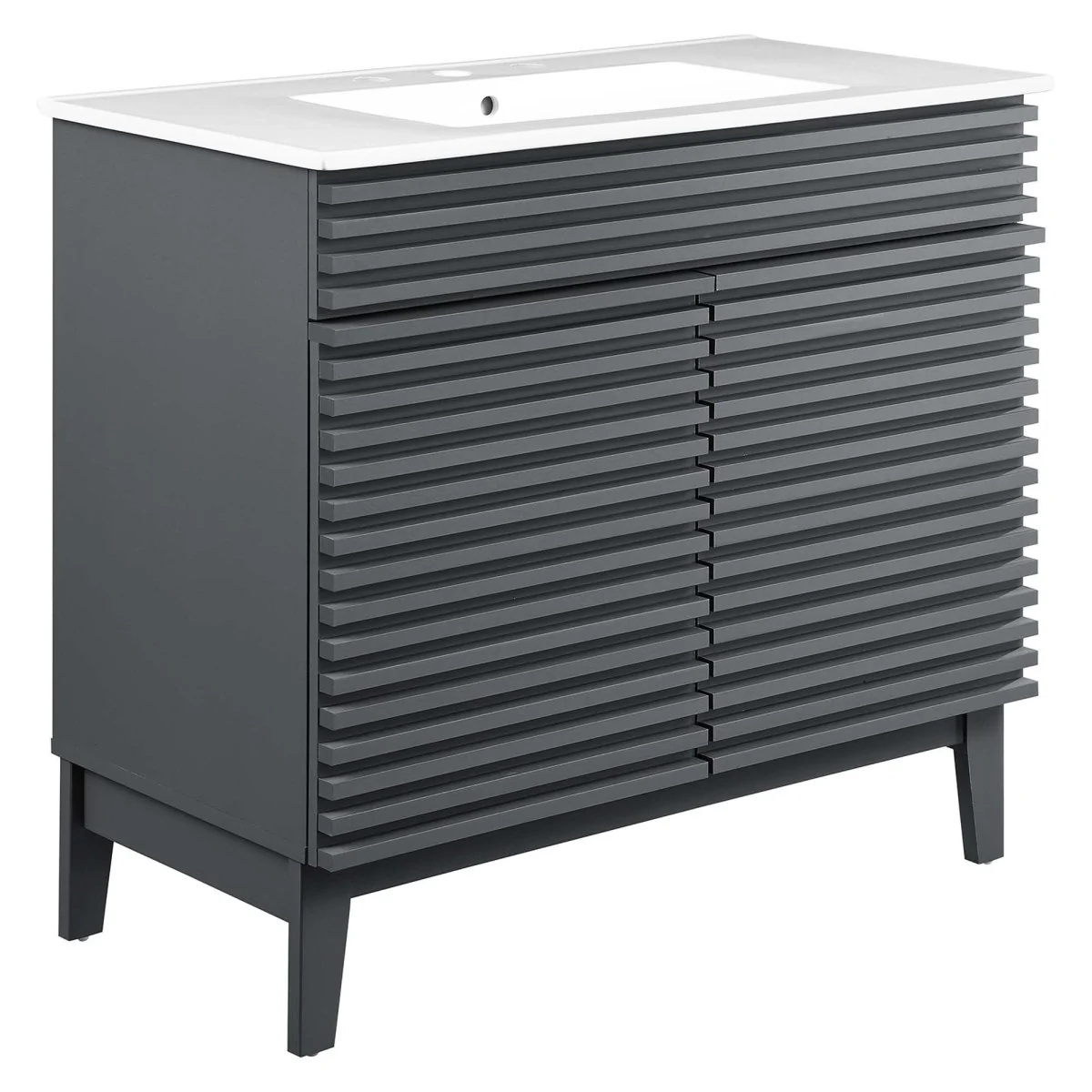 Mid-Century Bathroom Vanity with Basin and Sink — Modern Vanity Cabinet for Bathroom - Image 47