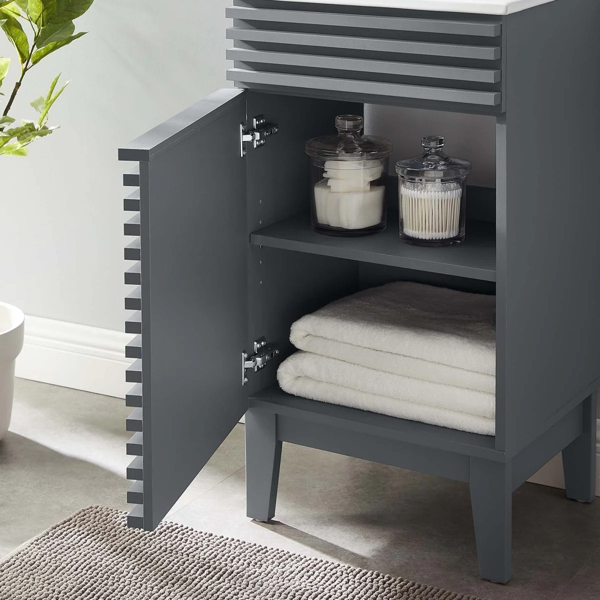 Mid-Century Bathroom Vanity with Sink — Freestanding Single-Sink Vanity Cabinet - Image 30