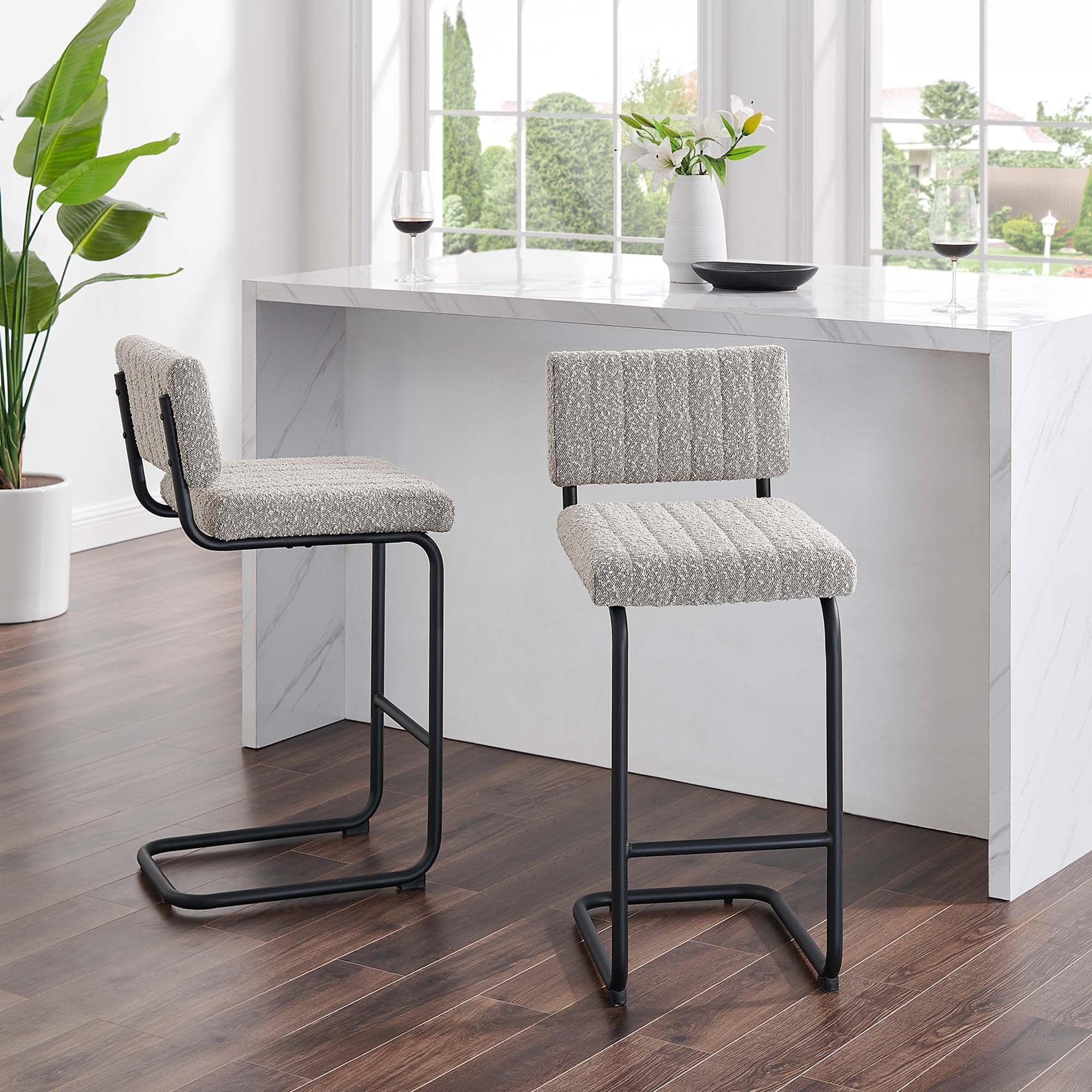 Mid-Century Boucle Counter Stools Set of 2 - Image 15