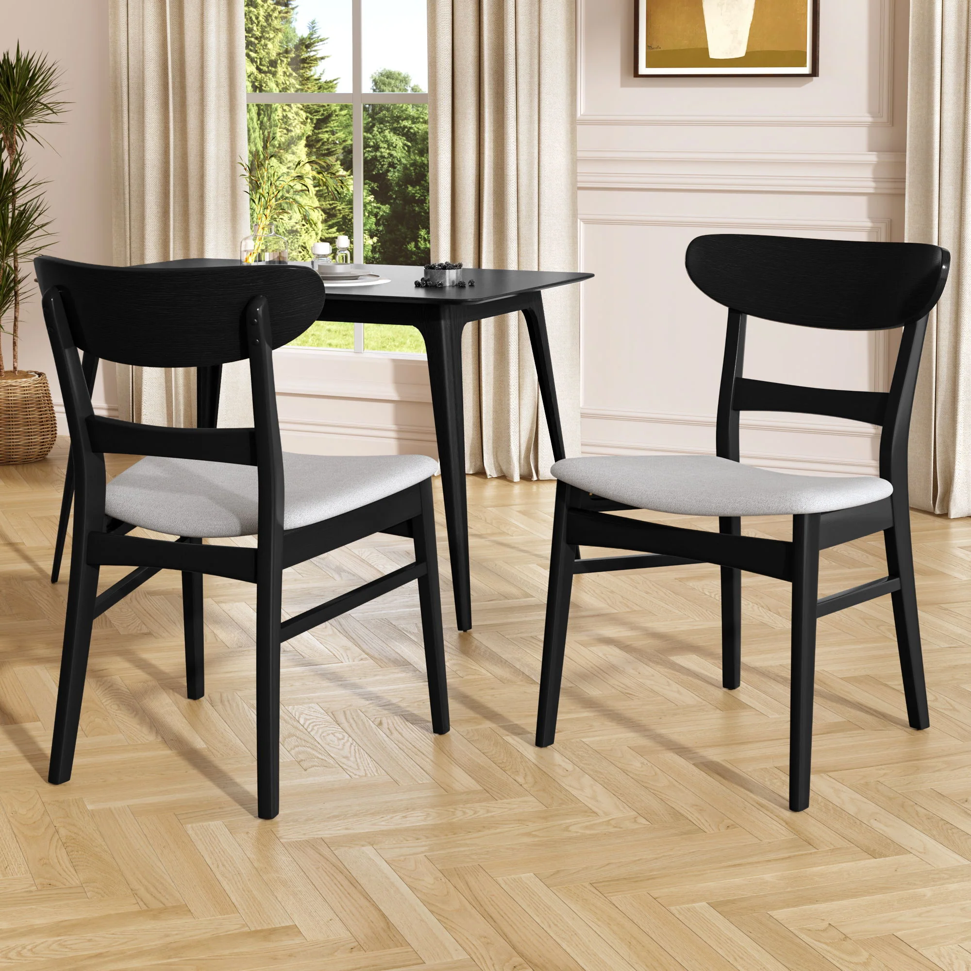 Mid Century Dining Chairs With Cushioned Seats And Wood Frame (Set of 2) - Image 27