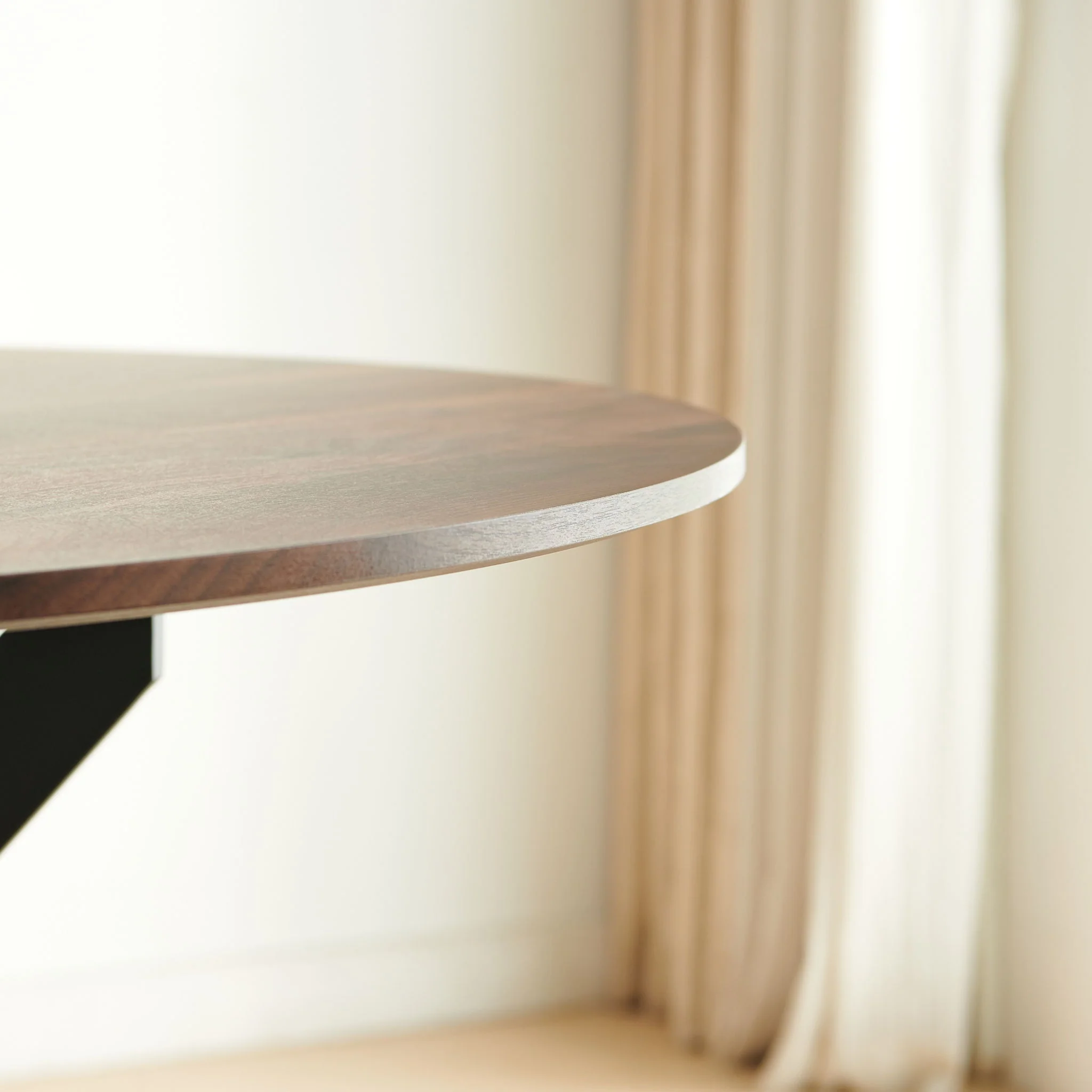 Mid-Century Dining Table For 4 - 6 People With Round Table Top, Pedestal Dining Table, End Table Leisure Coffee Table, Cross Leg - Image 3