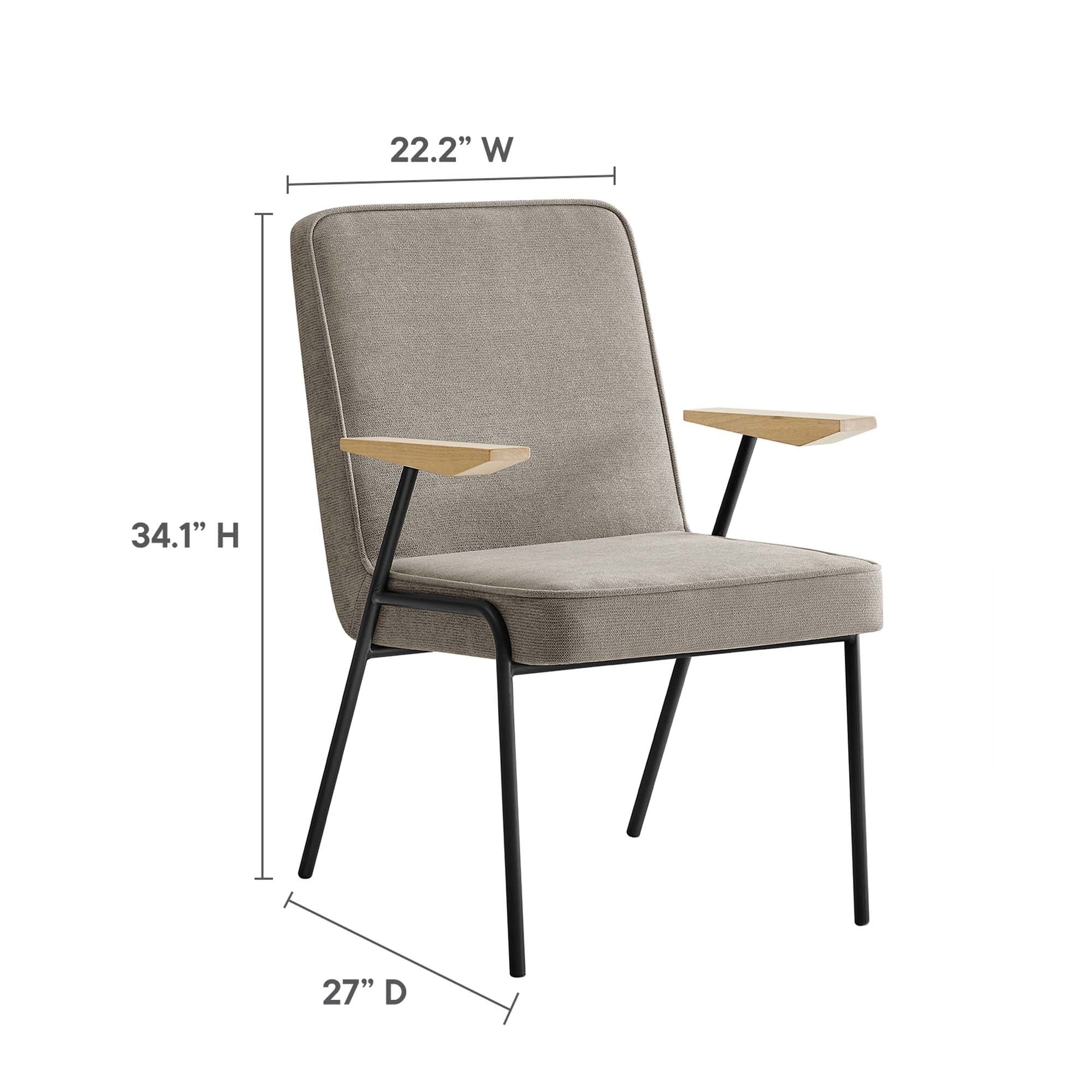Mid-Century Fabric and Metal Dining Armchair with Wood Arms - Image 13