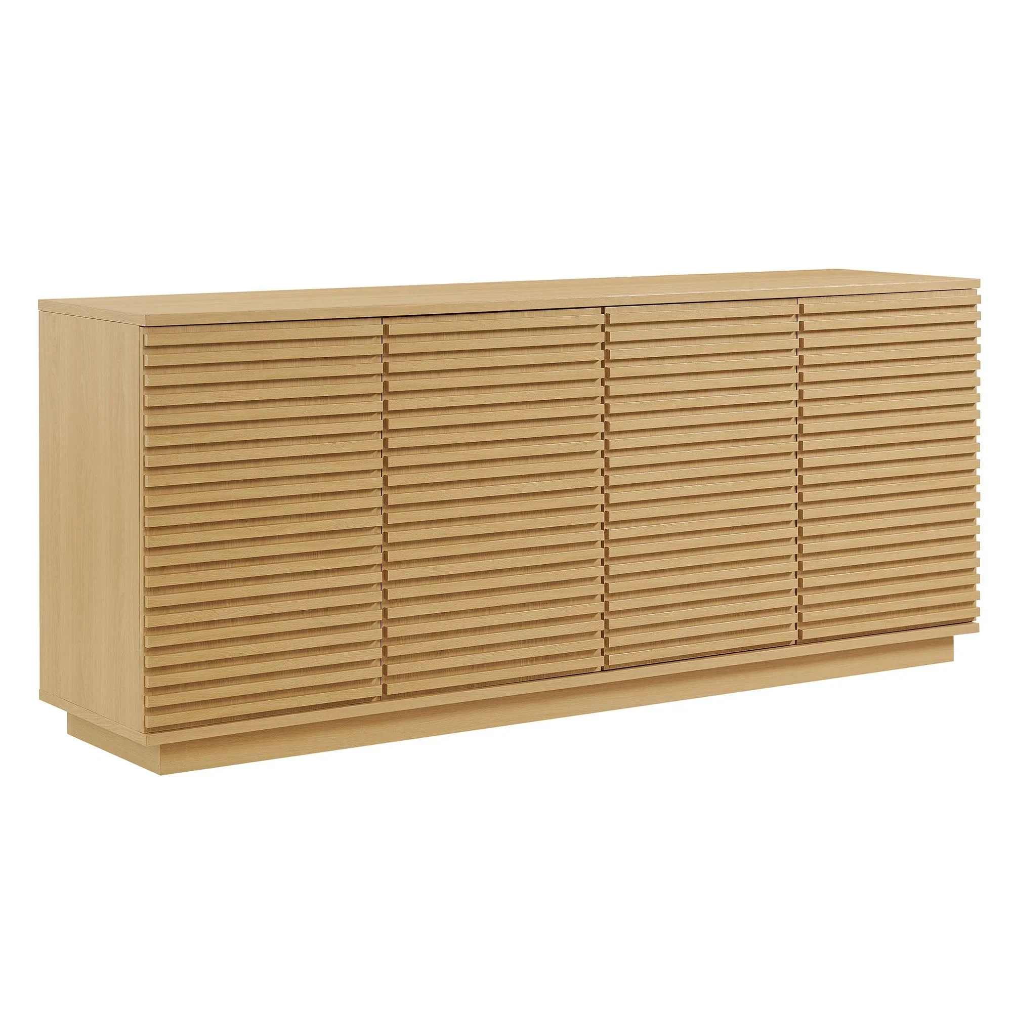 Mid-Century Fluted 4-Door Sideboard Cabinet – Wood Grain 71 Inch - Image 2
