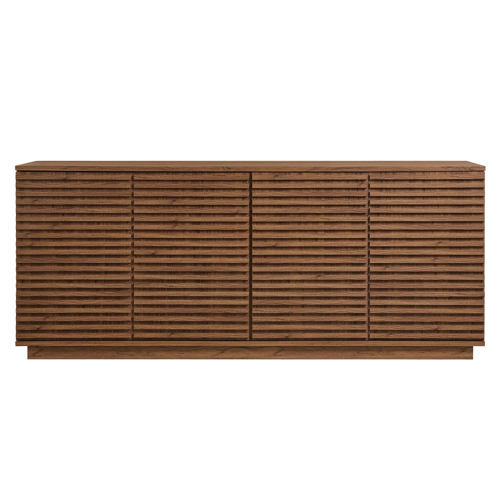 Mid-Century Fluted 4-Door Sideboard Cabinet – Wood Grain 71 Inch - Image 7
