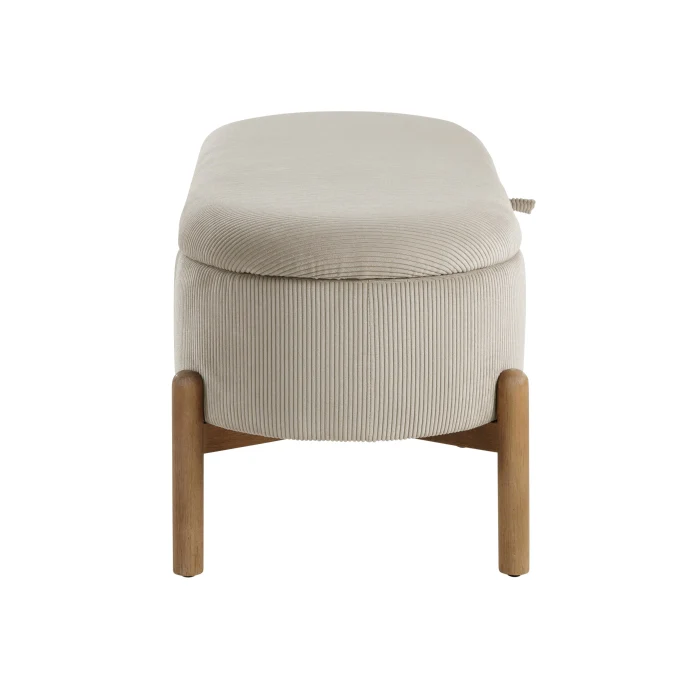 Mid-Century Gray Corduroy Lift-Top Storage Bench - Image 11