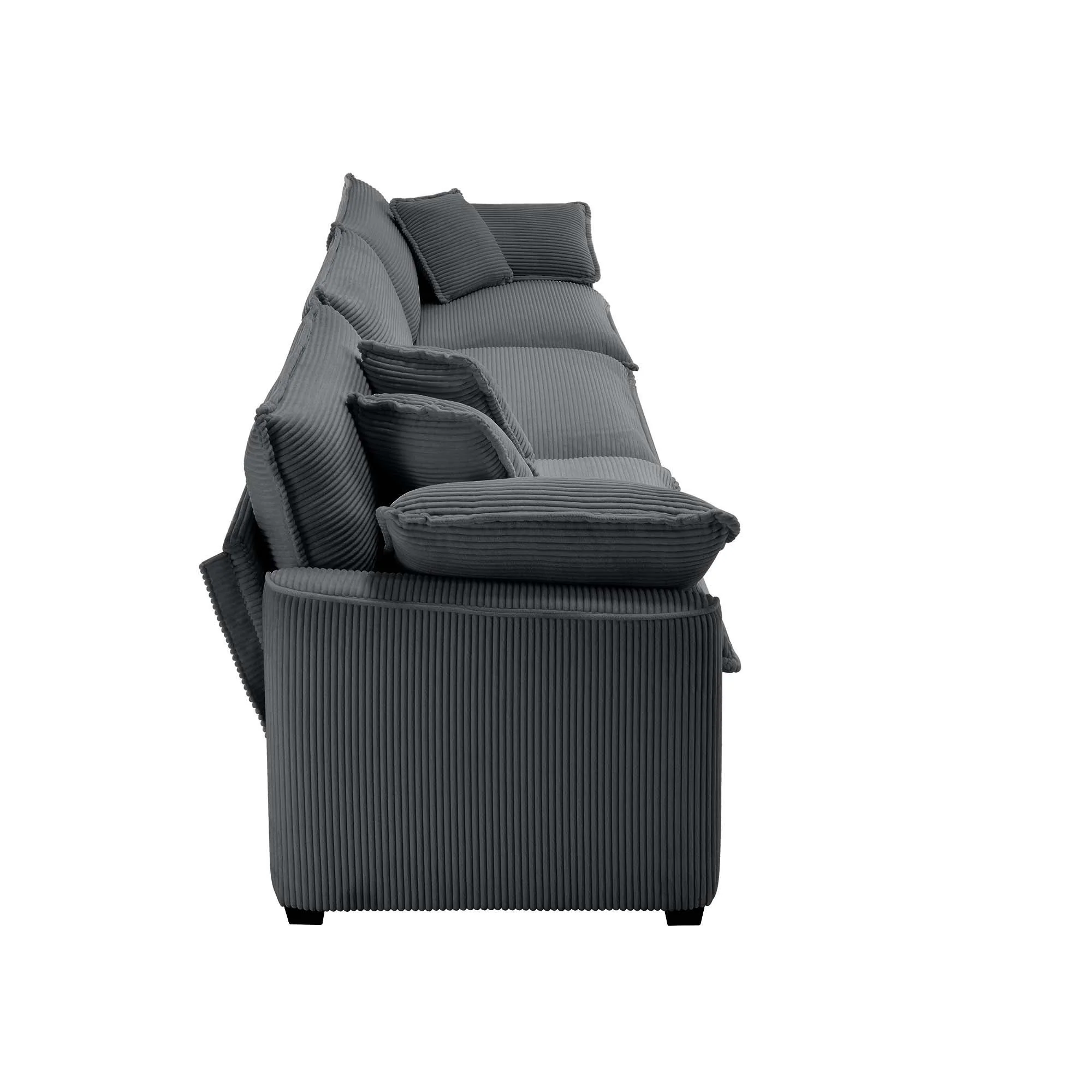 Mid-Century Modern 3 Seater Sectional Sofa With Arm And Throw Pillows - Image 25