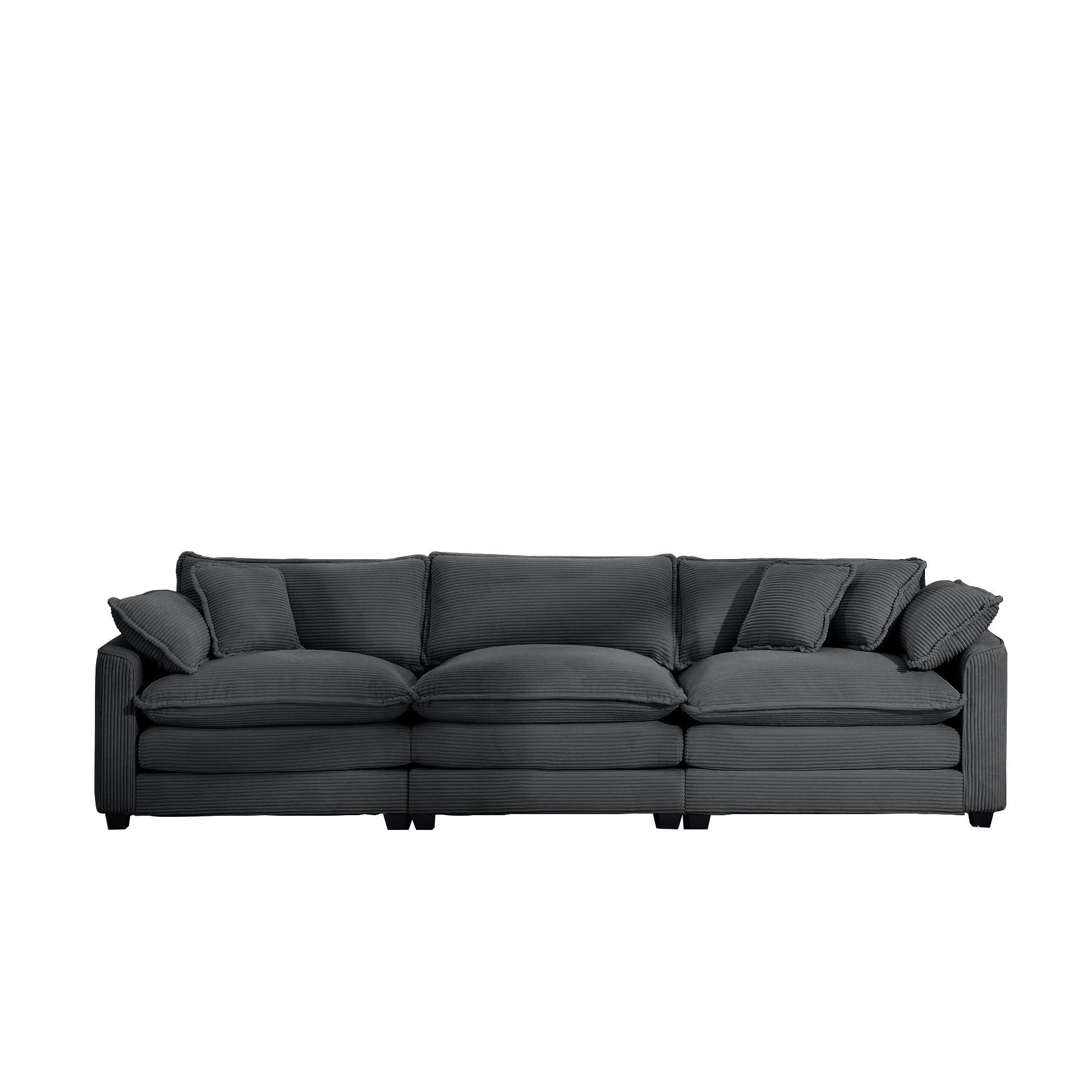 Mid-Century Modern 3 Seater Sectional Sofa With Arm And Throw Pillows - Image 27