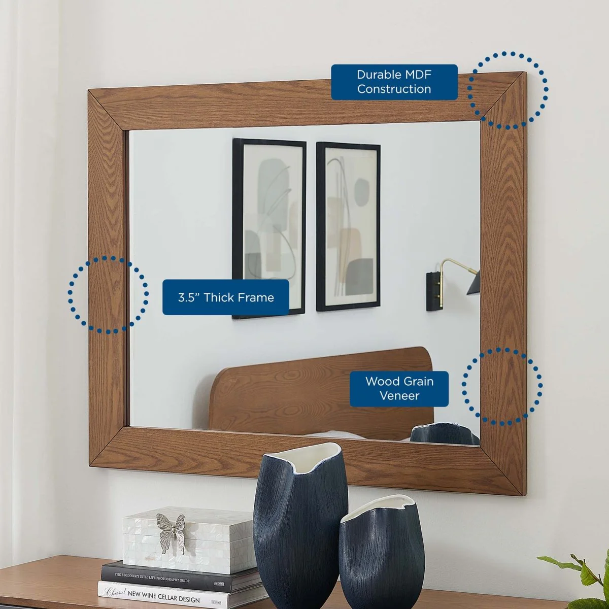 Mid-Century Modern 6-Drawer Dresser and Mirror Set - Walnut - Image 3