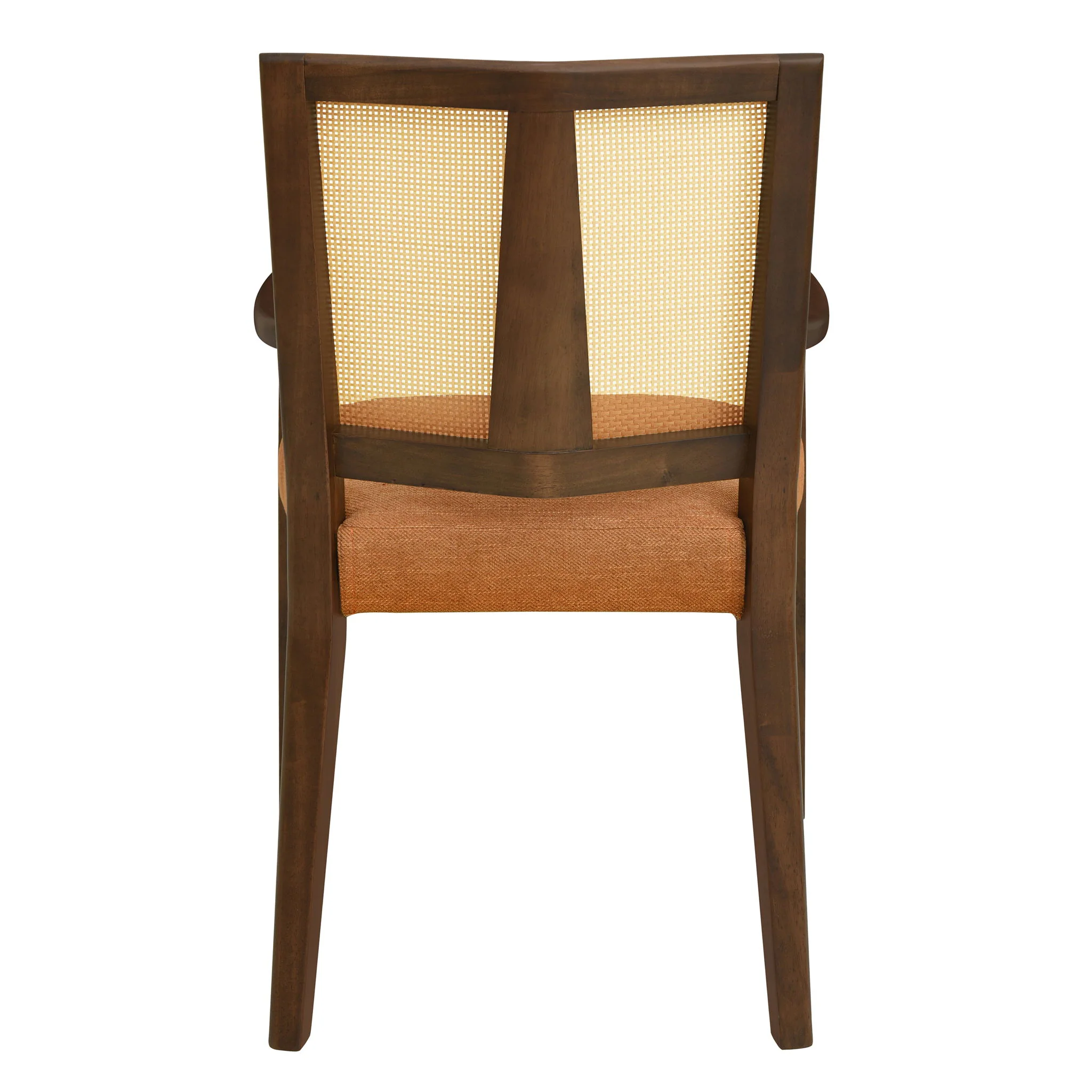 Mid Century Modern Arm Dining Chair Set With Rattan Backrest - Image 13