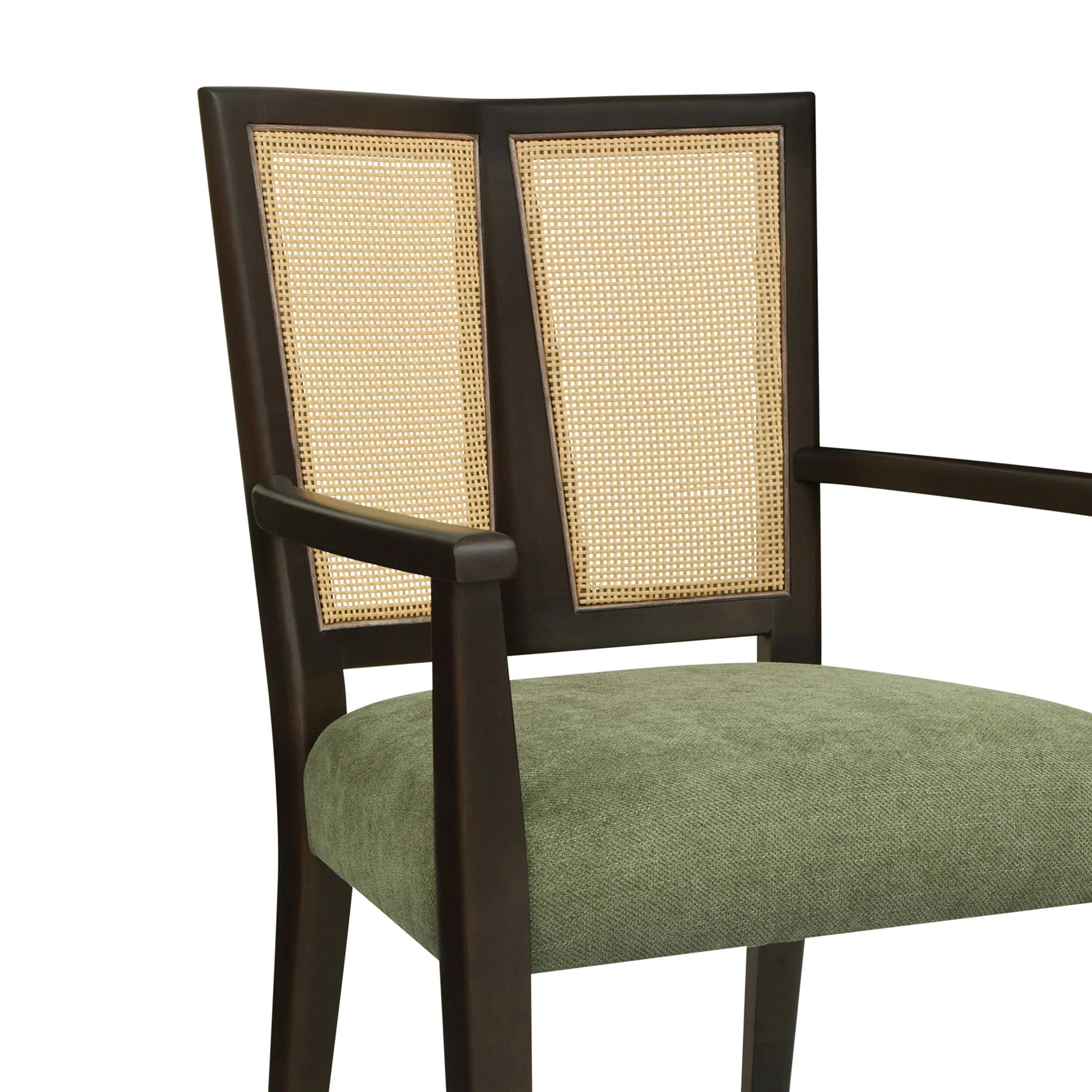 Mid Century Modern Arm Dining Chair Set With Rattan Backrest - Image 22