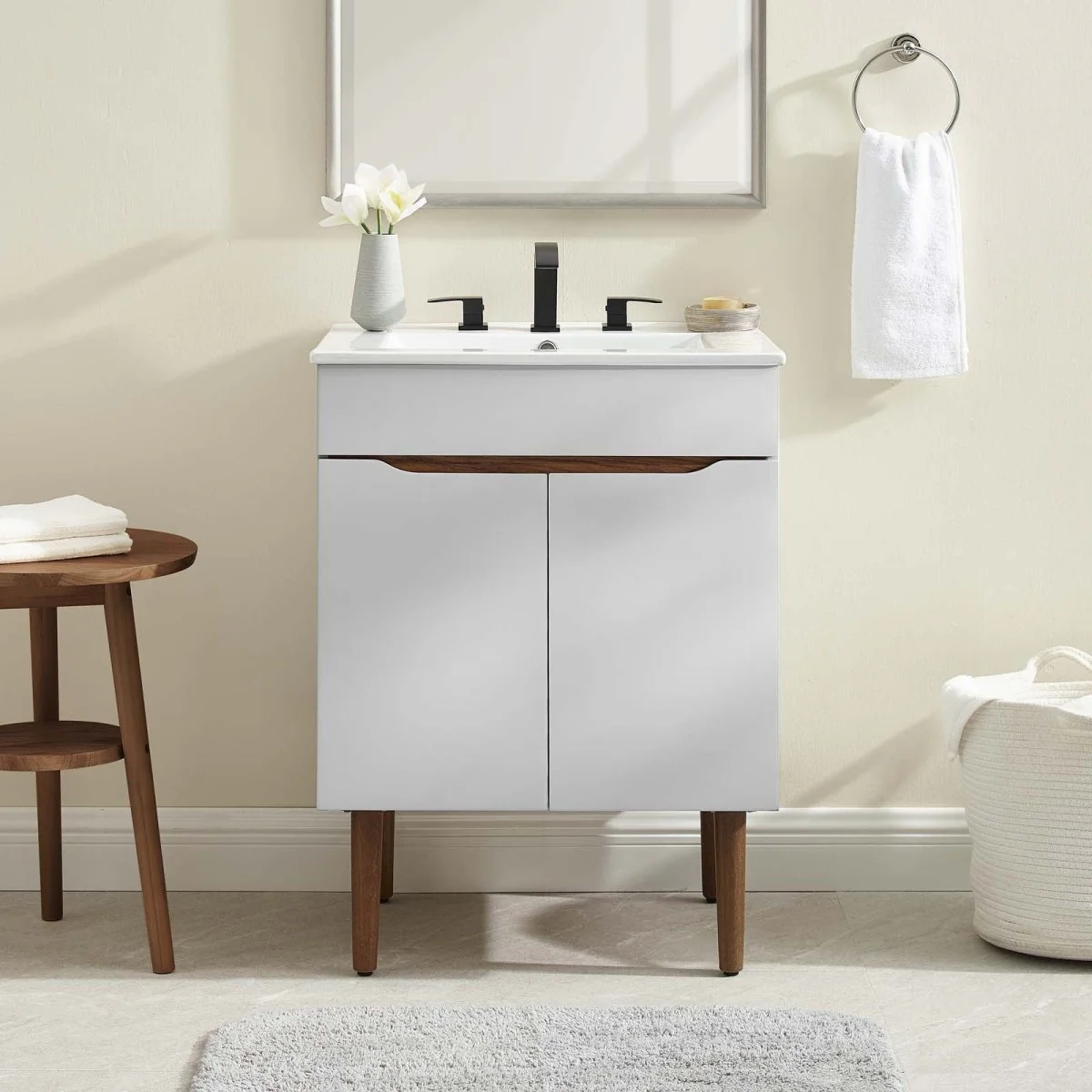 Mid-Century Modern Bathroom Vanity with Sink — Multiple Sizes and Finishes Available - Image 11
