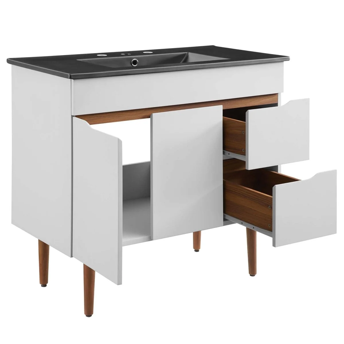 Mid-Century Modern Bathroom Vanity with Sink — Multiple Sizes and Finishes Available - Image 25