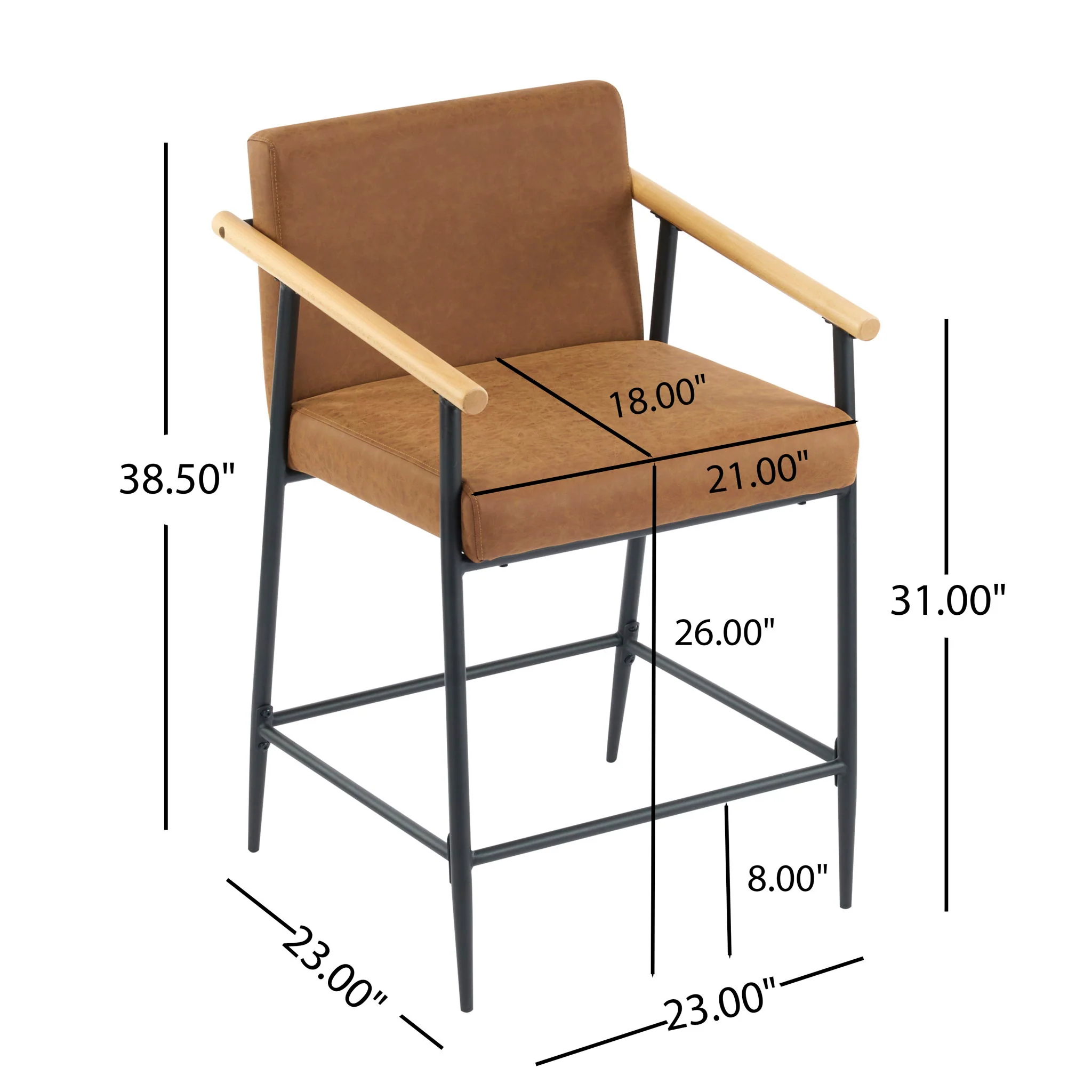 Mid Century Modern Counter Stool Set With Iron Frame - Image 11