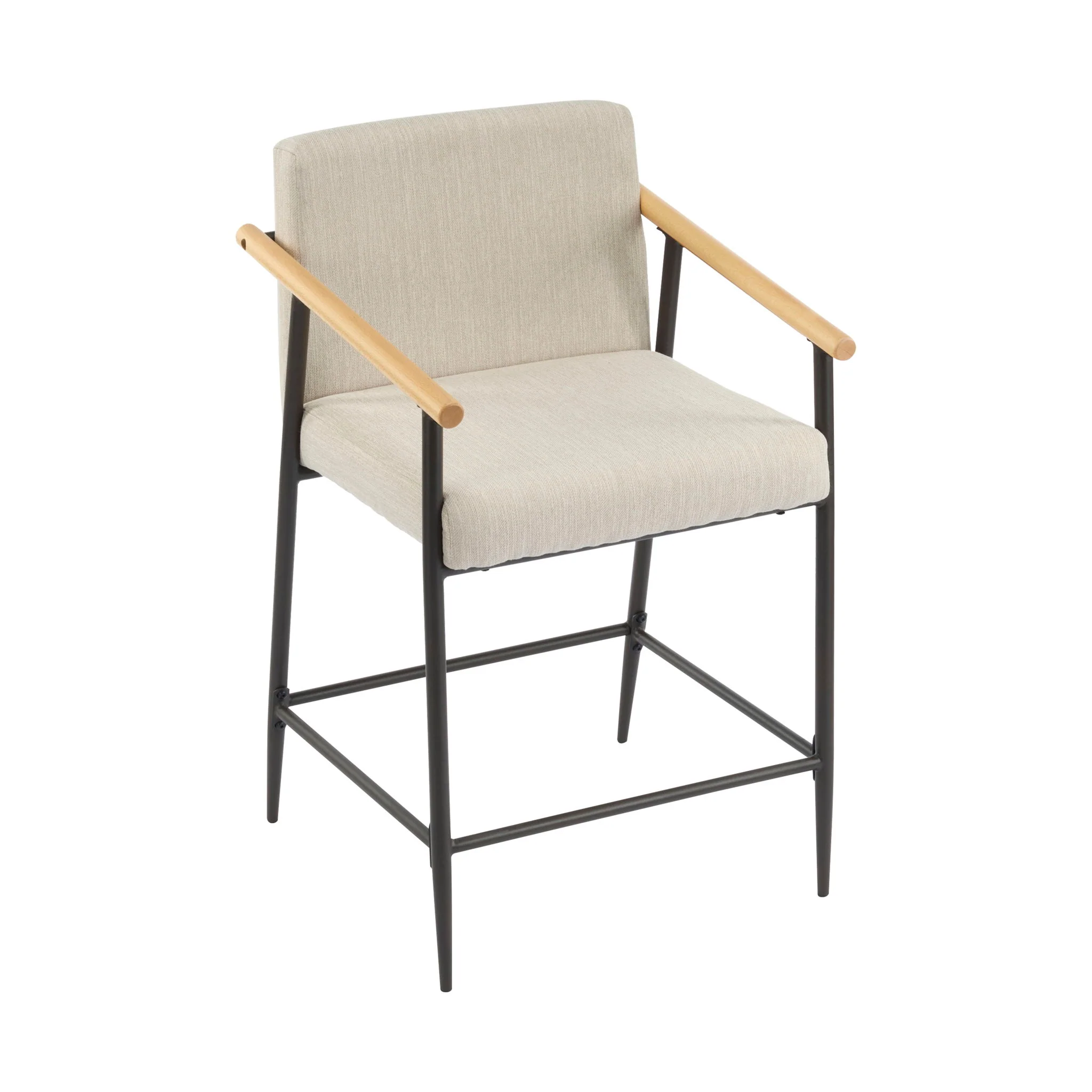 Mid Century Modern Counter Stool Set With Iron Frame - Image 8