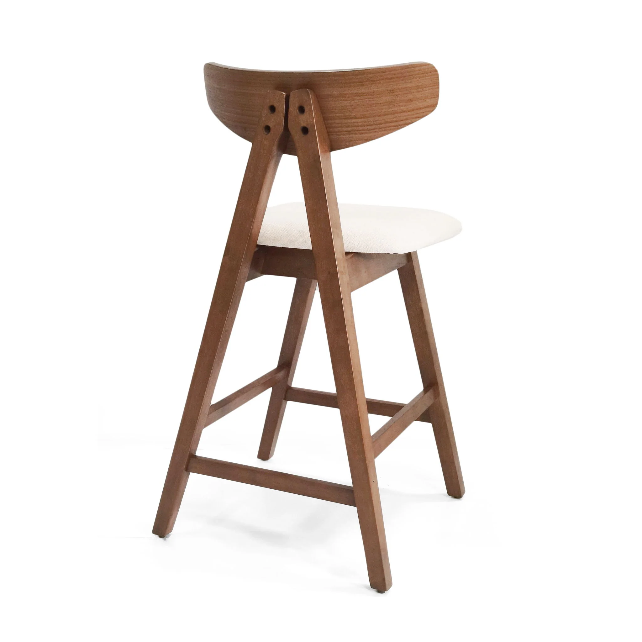 Mid Century Modern Counter Stool With V Shape Frame And Upholstered Seating - Image 6