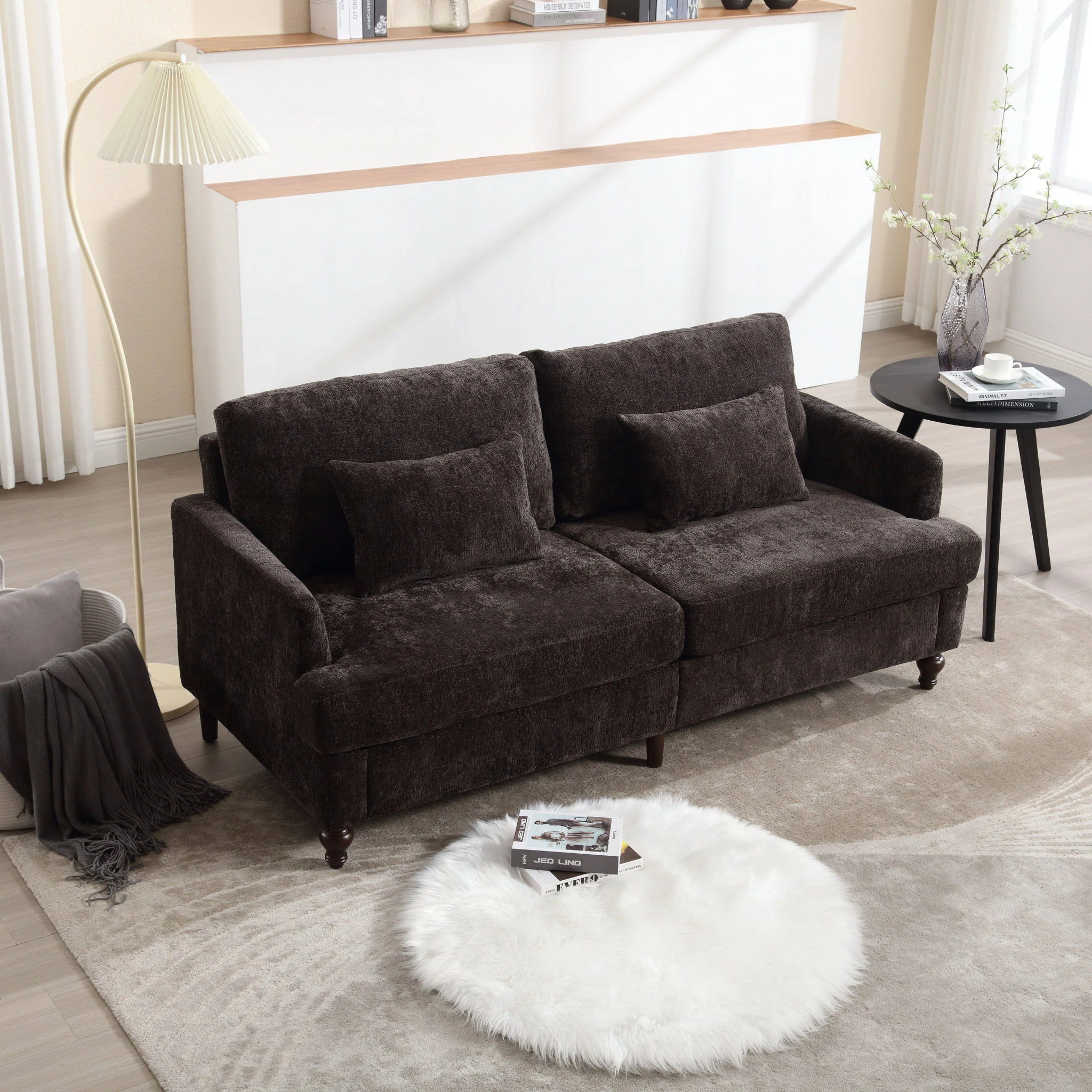 Mid Century Modern Fabric Loveseat Sofa, 2 Seat Upholstered Couch - Image 32