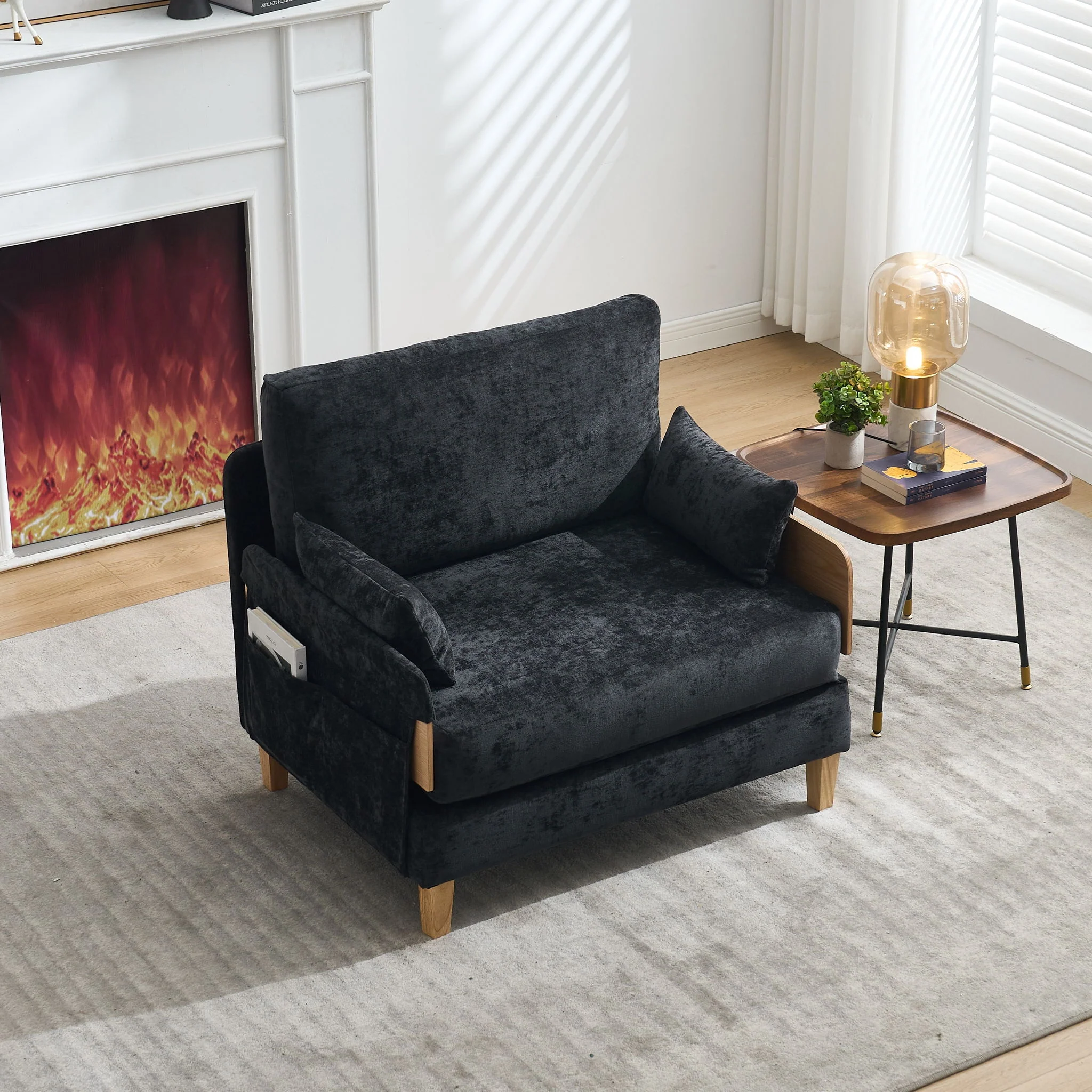 Mid Century Modern Foldable Sofa Bed, 3 In 1 Convertible Sleeper With 3 Pillows - Image 36