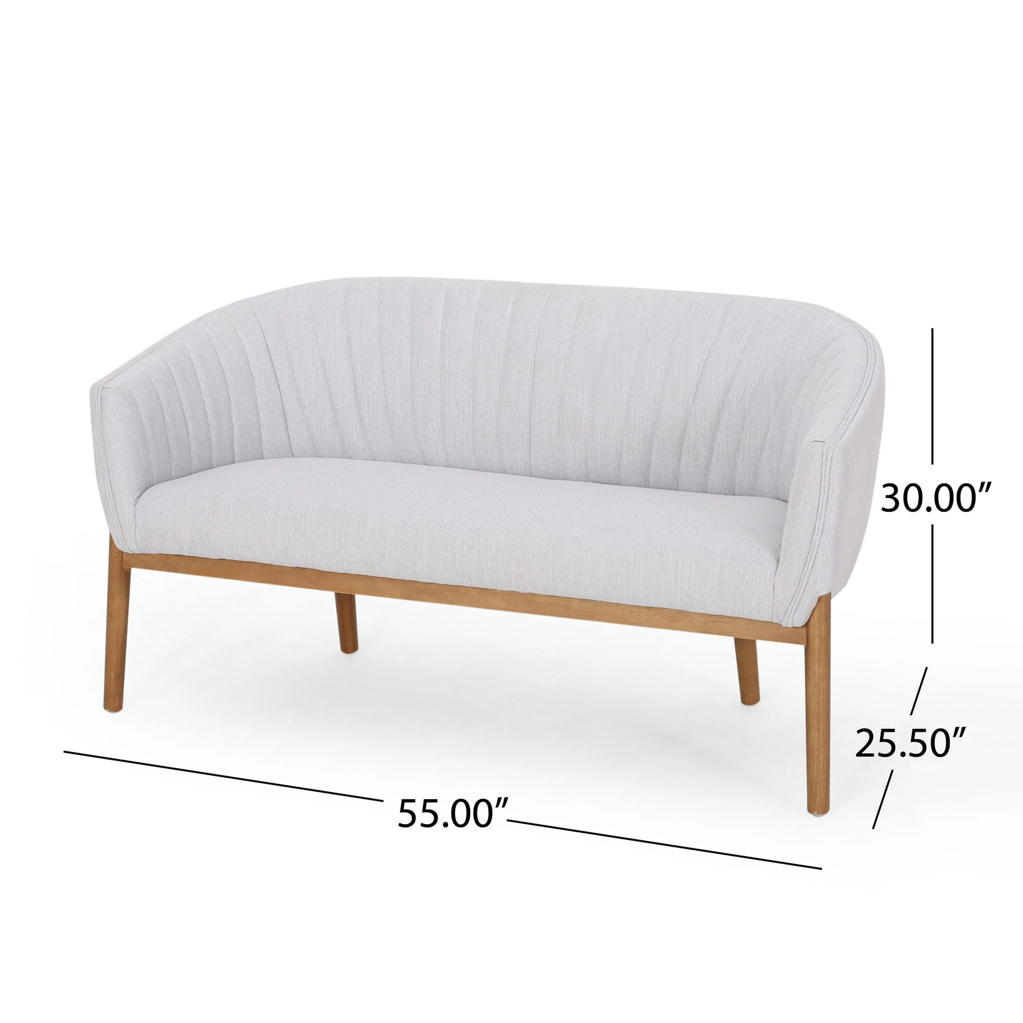 Mid Century Modern Loveseat With Channel Stitched Backrest - Image 10