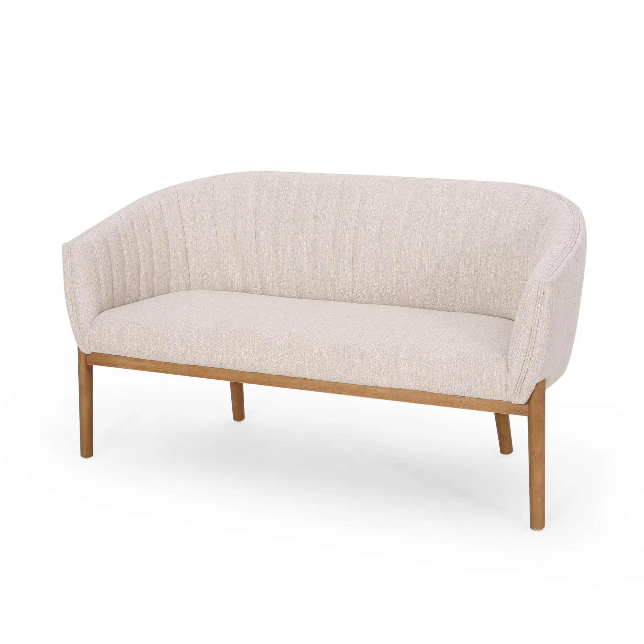 Mid Century Modern Loveseat With Channel Stitched Backrest - Image 20