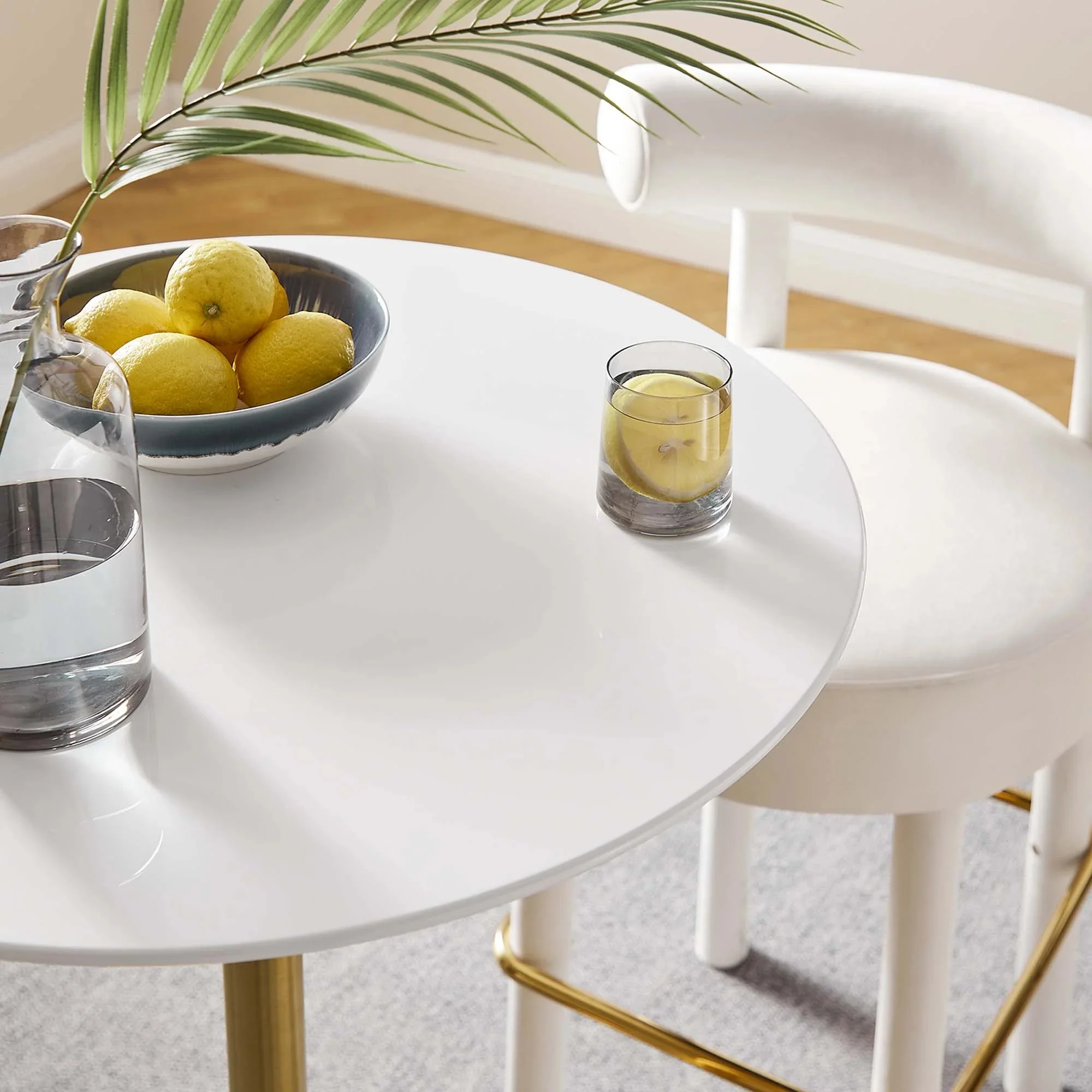 Mid-Century Modern Round Pedestal Bar Table – White 28 Inch - Image 10