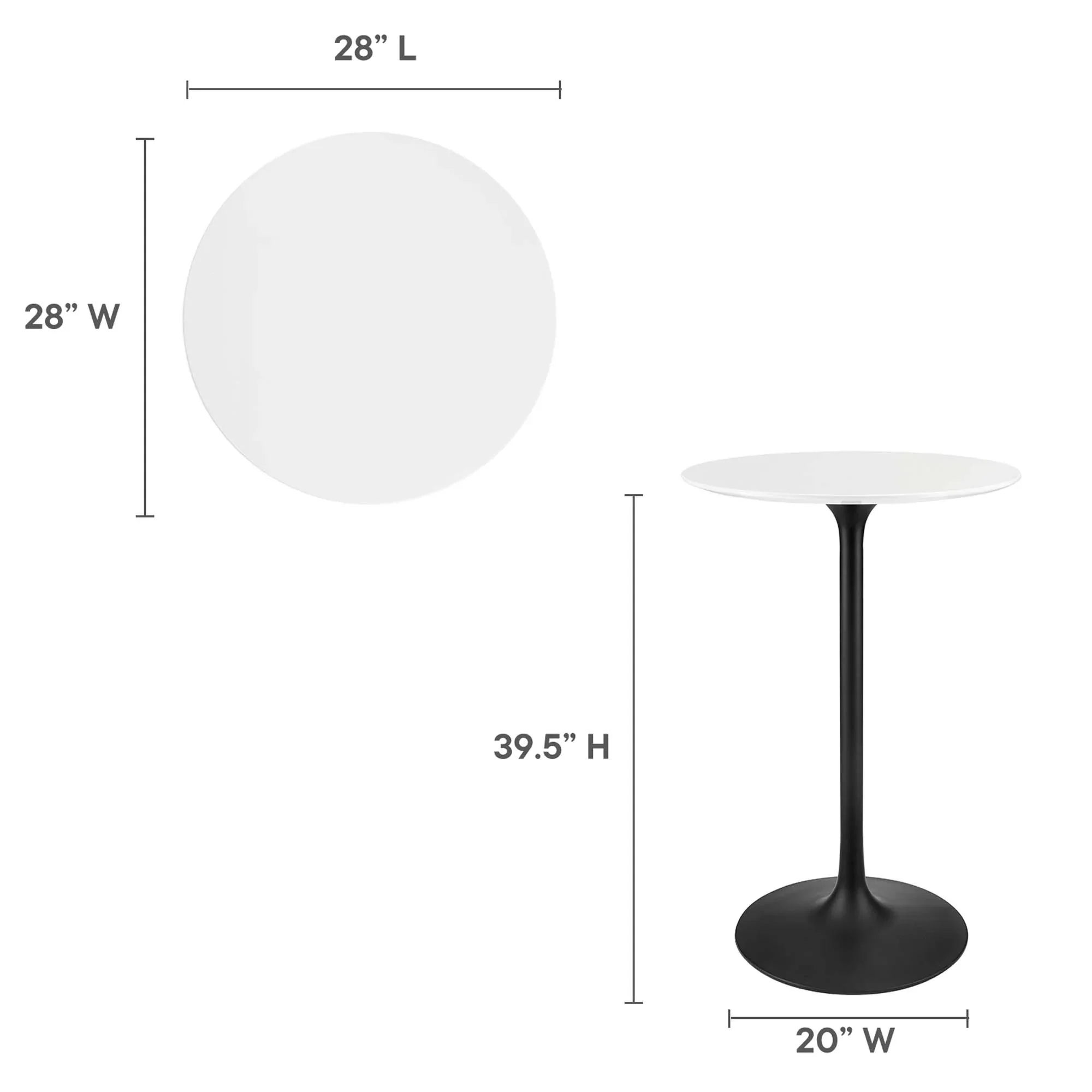 Mid-Century Modern Round Pedestal Bar Table – White 28 Inch - Image 19