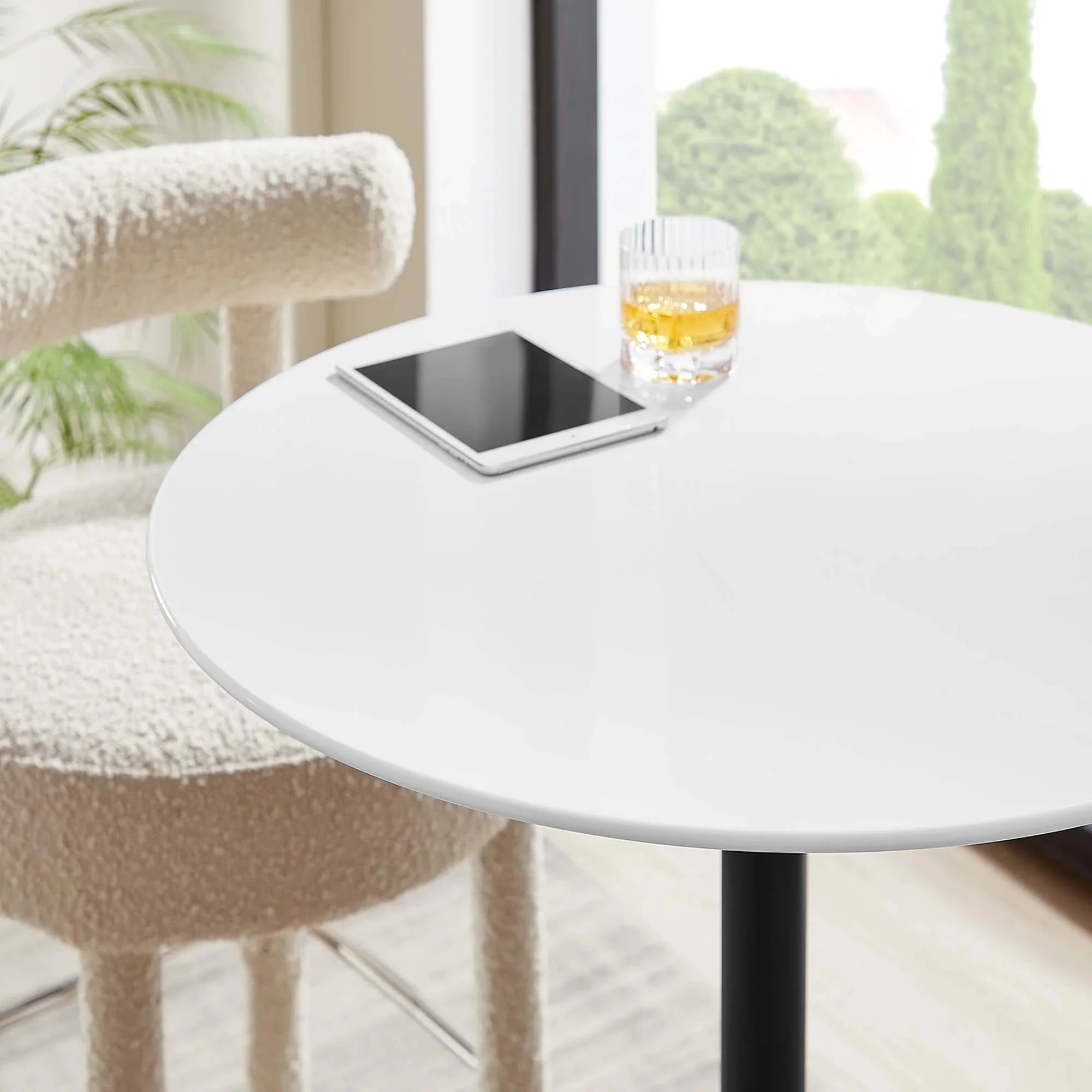 Mid-Century Modern Round Pedestal Bar Table – White 28 Inch - Image 20