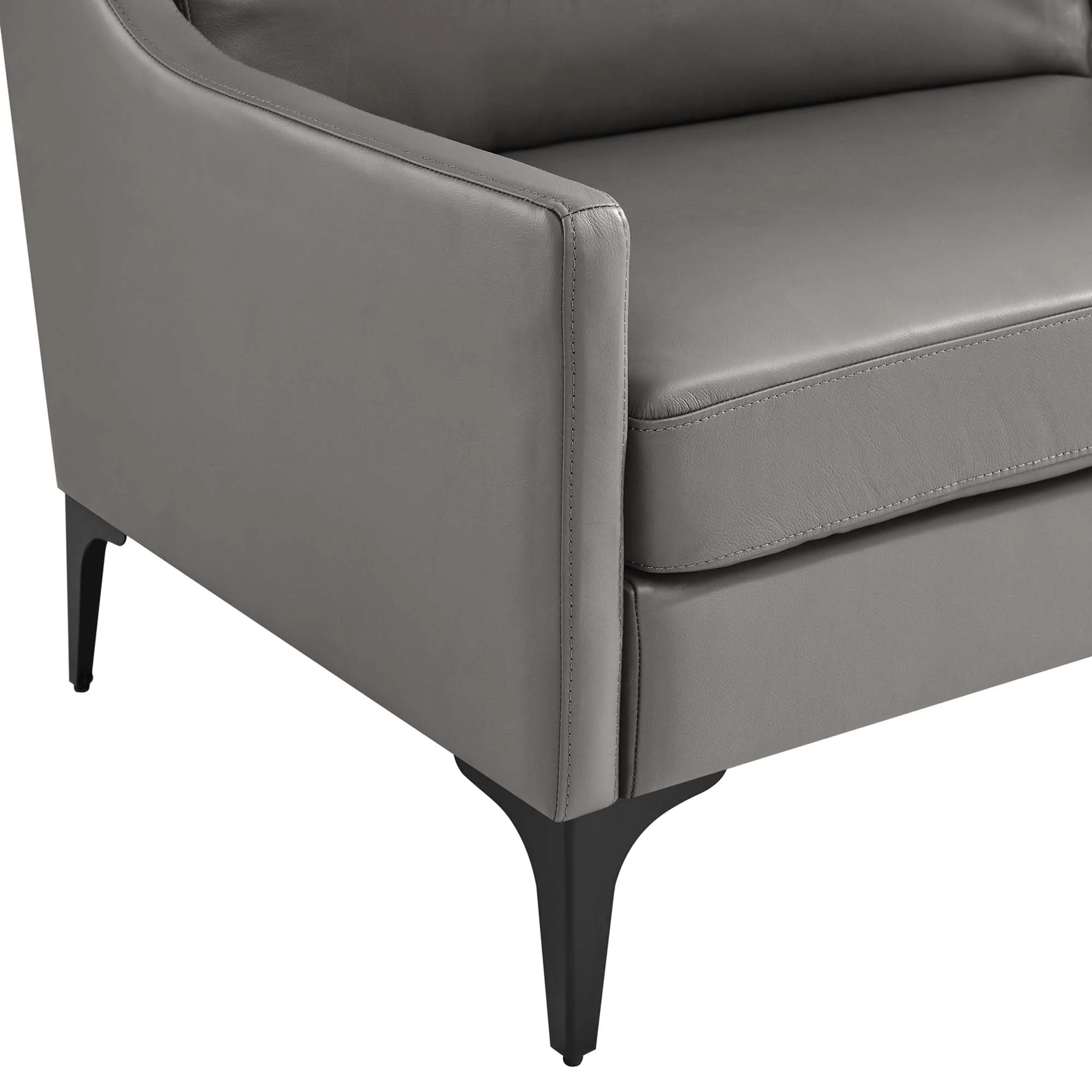 Mid-Century Modern Top-Grain Leather Sofa - Image 5