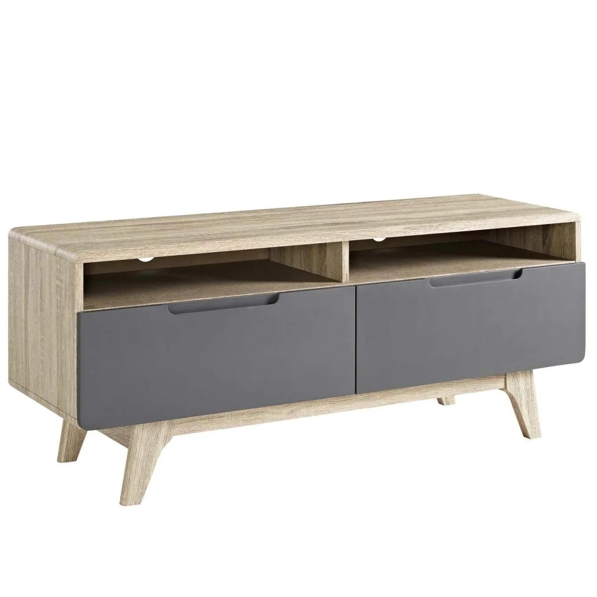 Mid Century Modern TV Stand with Drawers and Open Shelves 47 Inch - Image 7