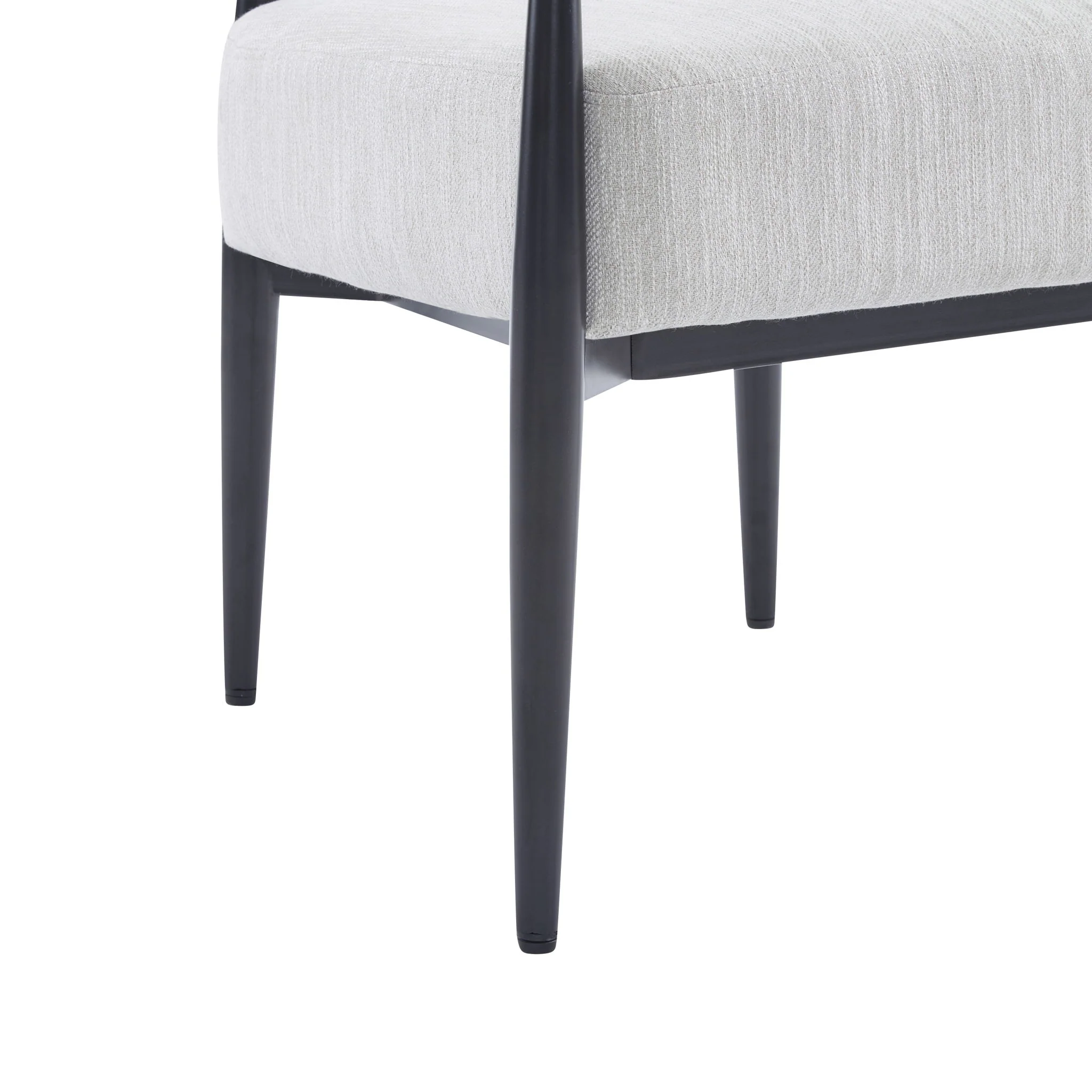 Mid Century Modern Upholstered Accent Armchair With Tapered Legs - Beige / Black / Gold - Image 2