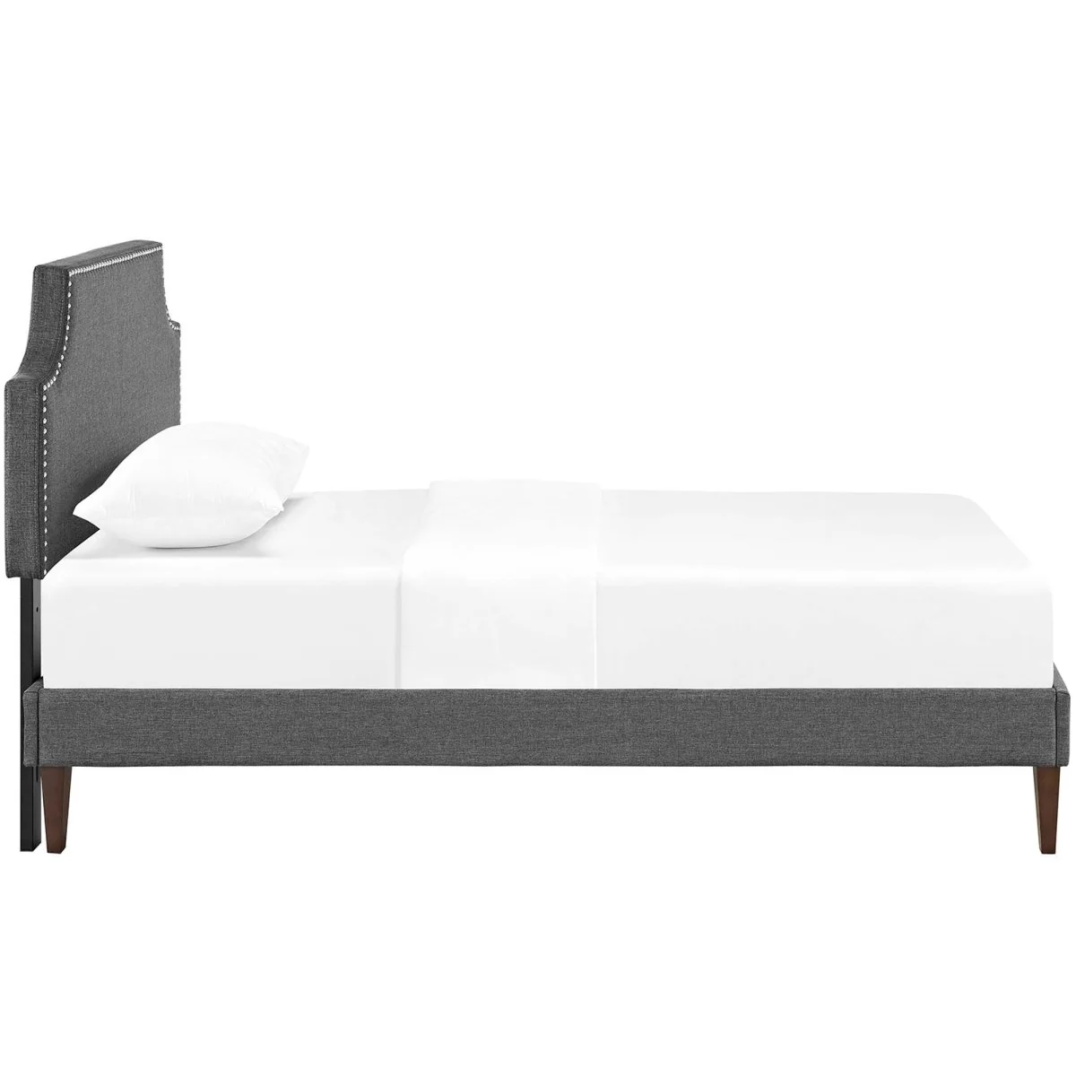 Twin Mid-Century Modern Upholstered Fabric Platform Bed in Gray - Image 3
