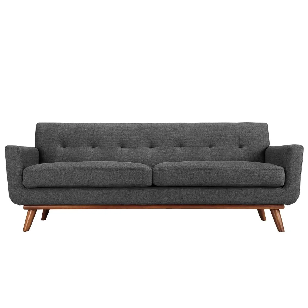 Mid-Century Modern Upholstered Fabric Sofa with Splayed Legs - Image 3